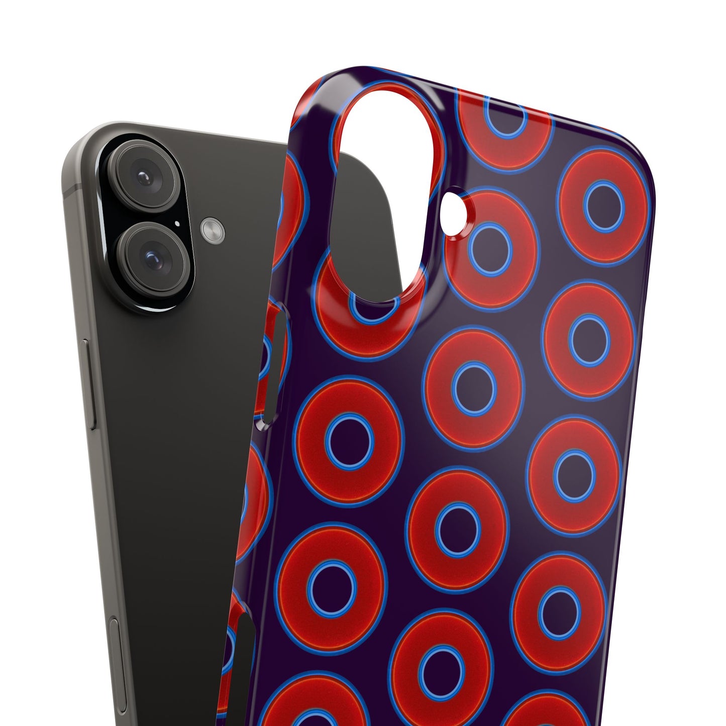 Lumpy Donut Snap Case - red vivid donut print w/midnight purple background