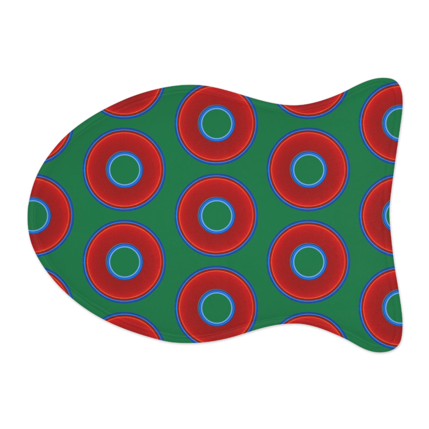 Wendy's Lumpy Pet Feed Mat - vivid red donuts w/green background