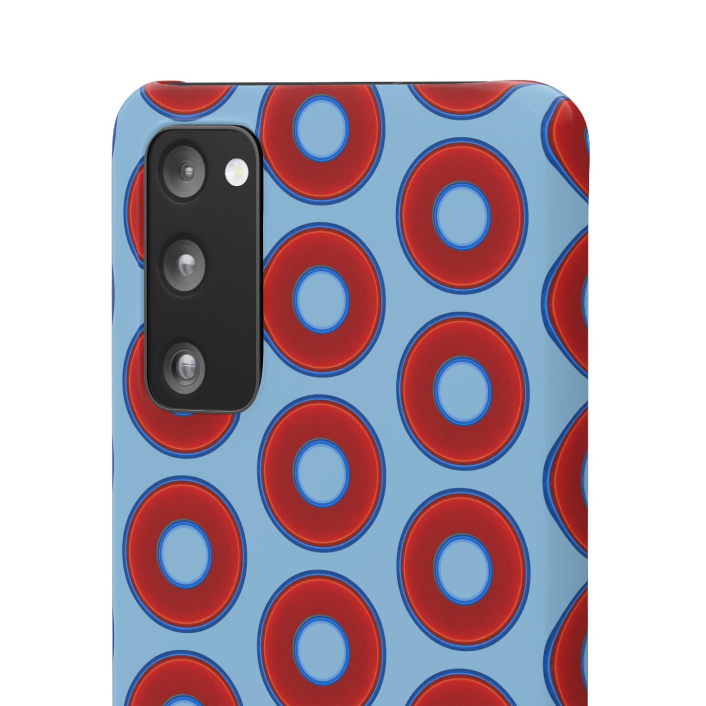 Lumpy Donut Snap Case - red vivid donut print w/sky blue background