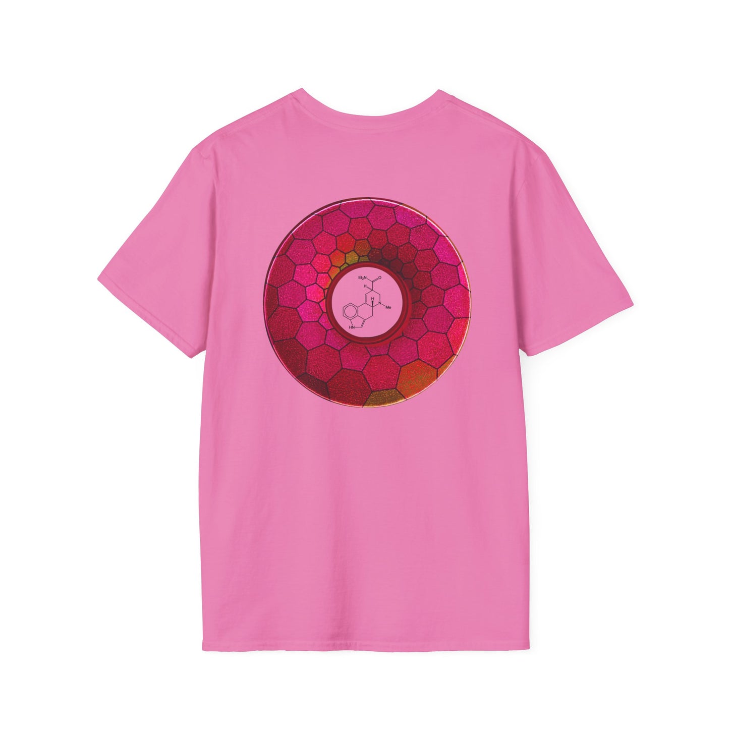 Classic Donut Tee - Unisex Soft-Style - "Dr. Albert Hofmann's Favorite Donut" - series 1.0  - variant 2 - magenta hexadonut