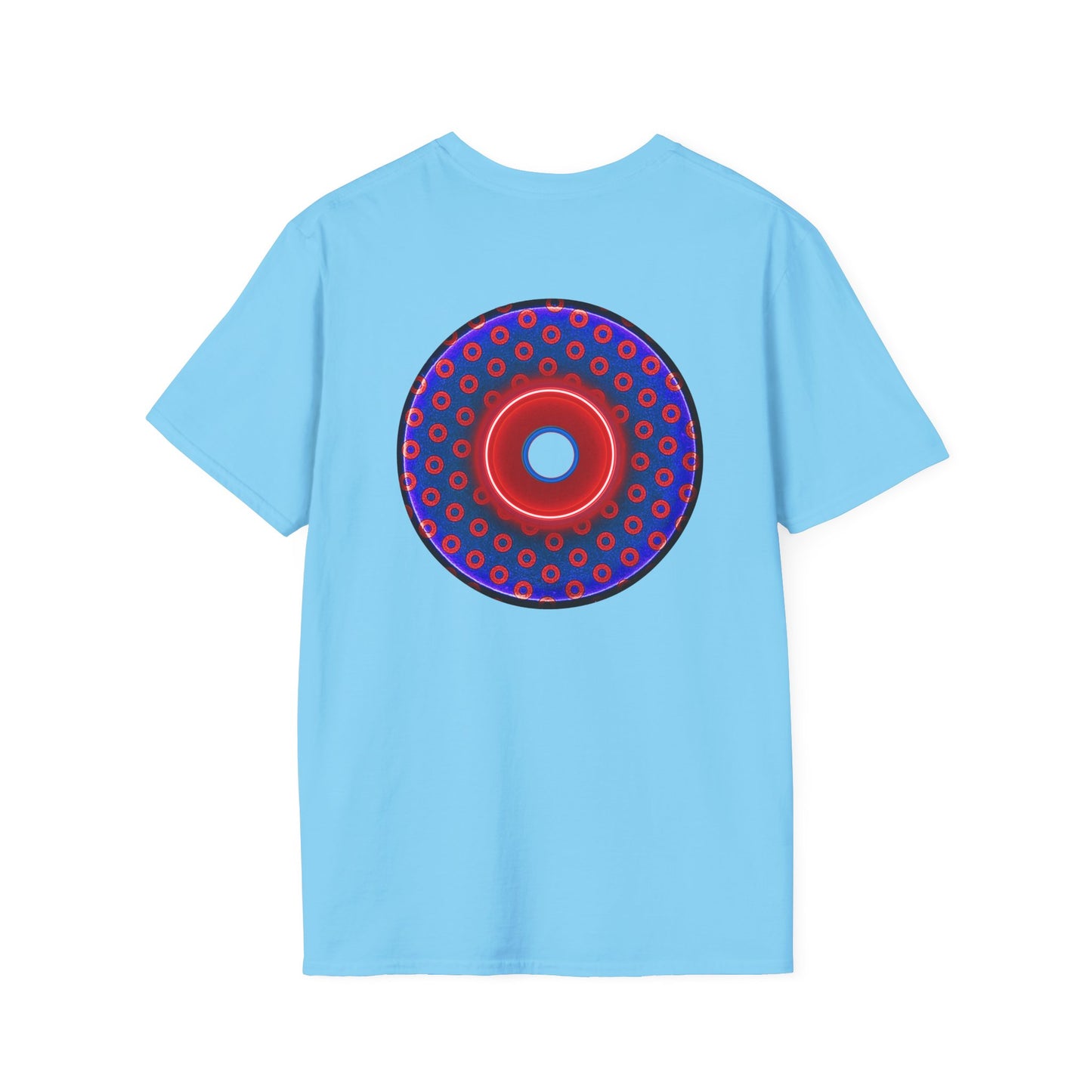 Classic Donut Tee - Unisex Soft-Style - "Vivid Donut inside a Paradox Donut" - blue/red electric paradox donut - variant 1