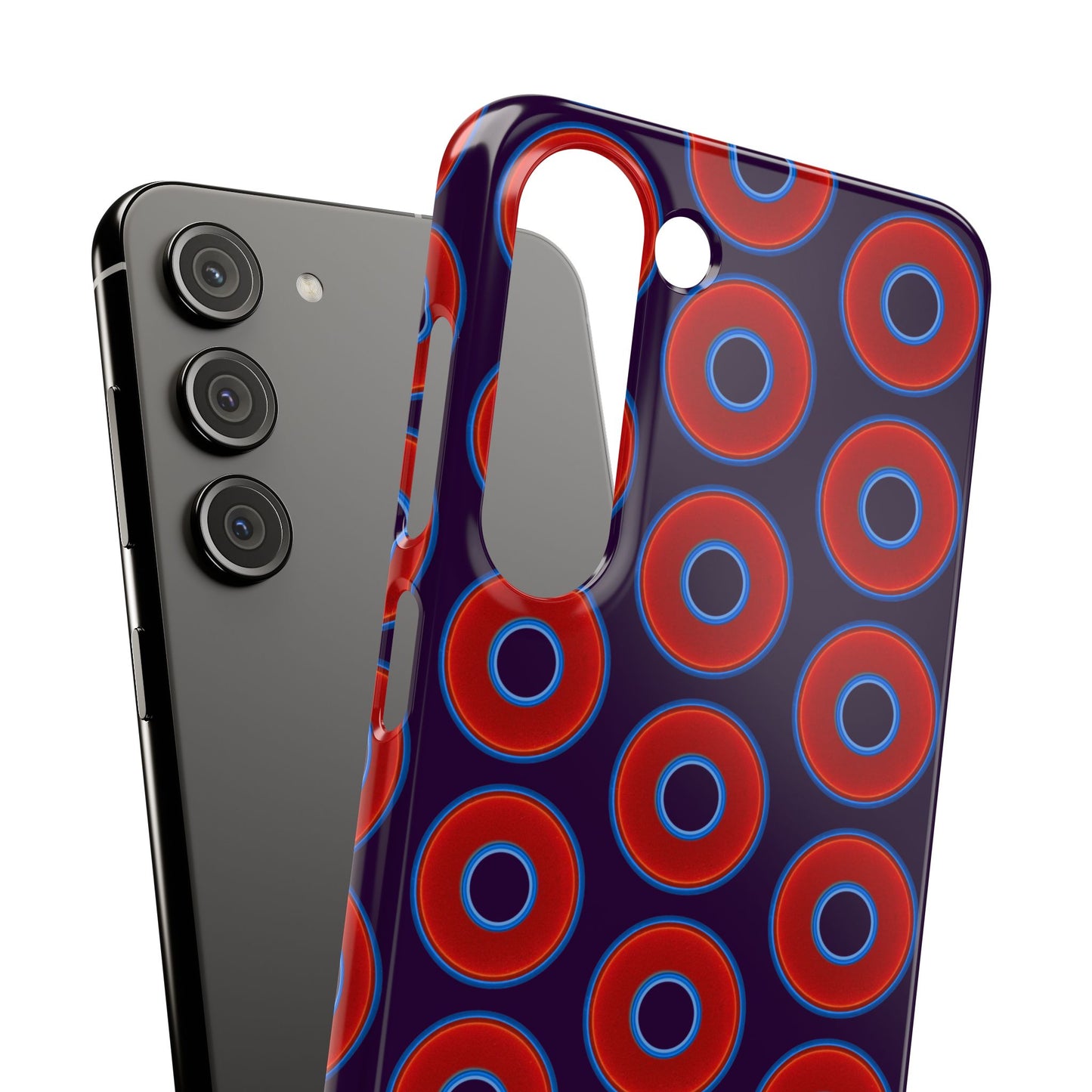 Lumpy Donut Snap Case - red vivid donut print w/midnight purple background