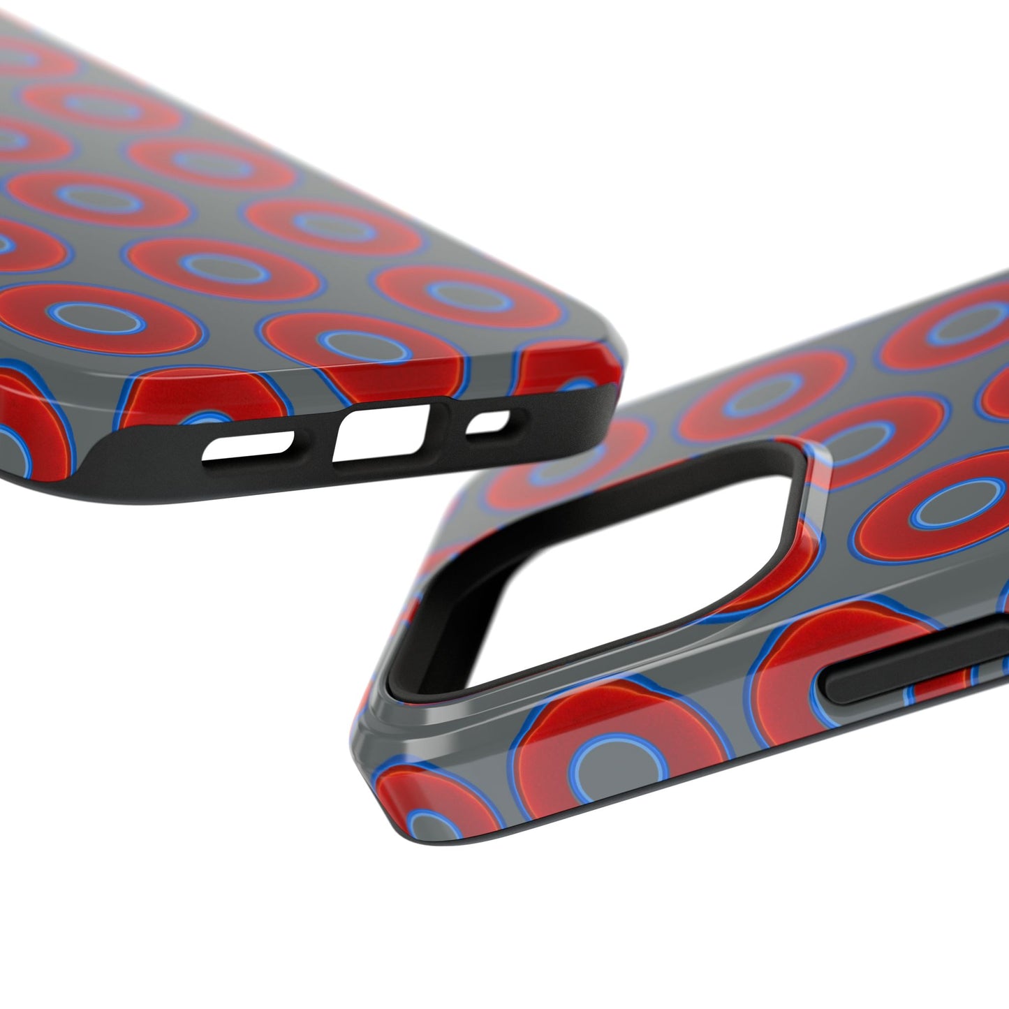 Impact-Resistant Lumpy Donut Case - red vivid donut print w/dark gray background
