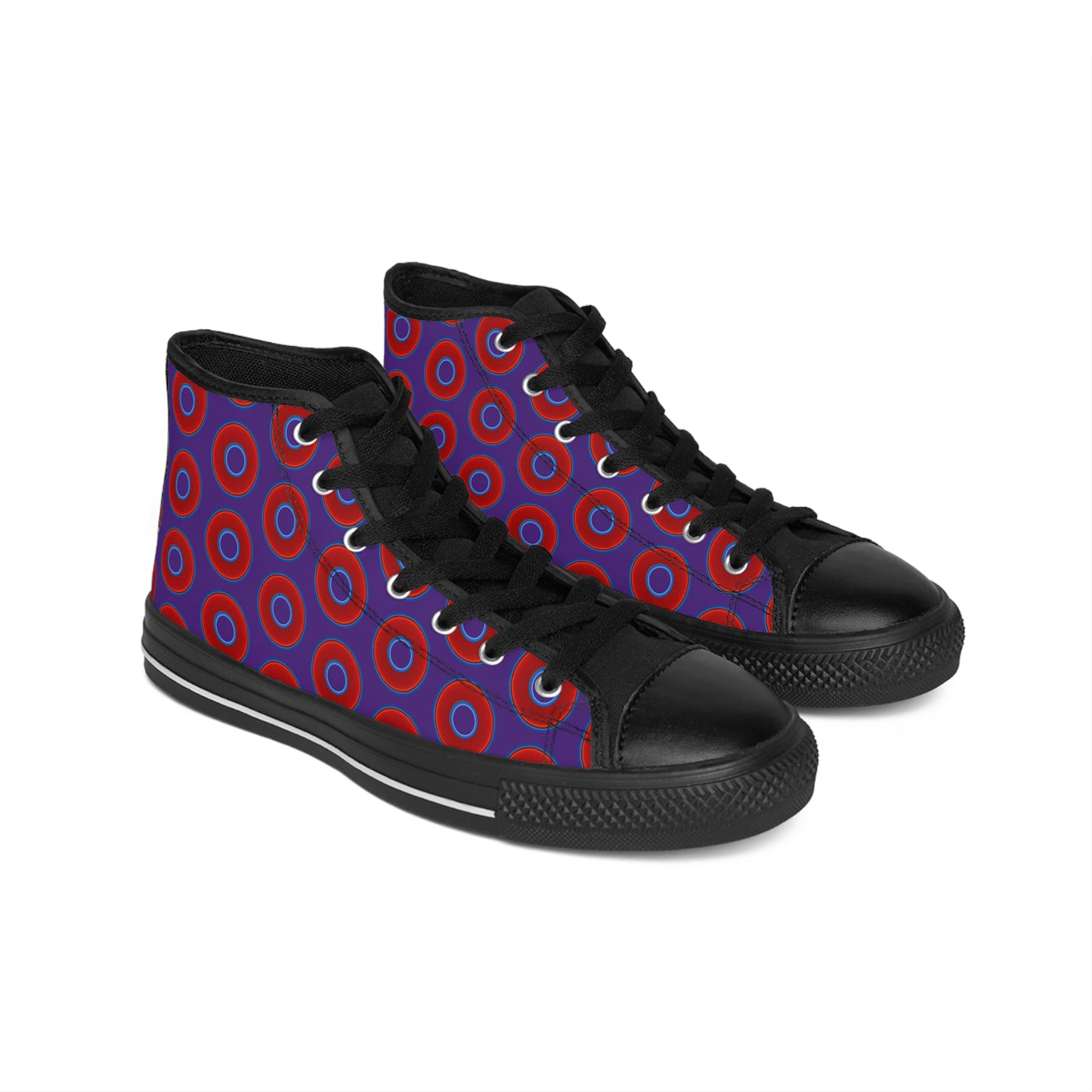 Men's Cushiony Convectors - High Tops - red vivid donuts w/purple background