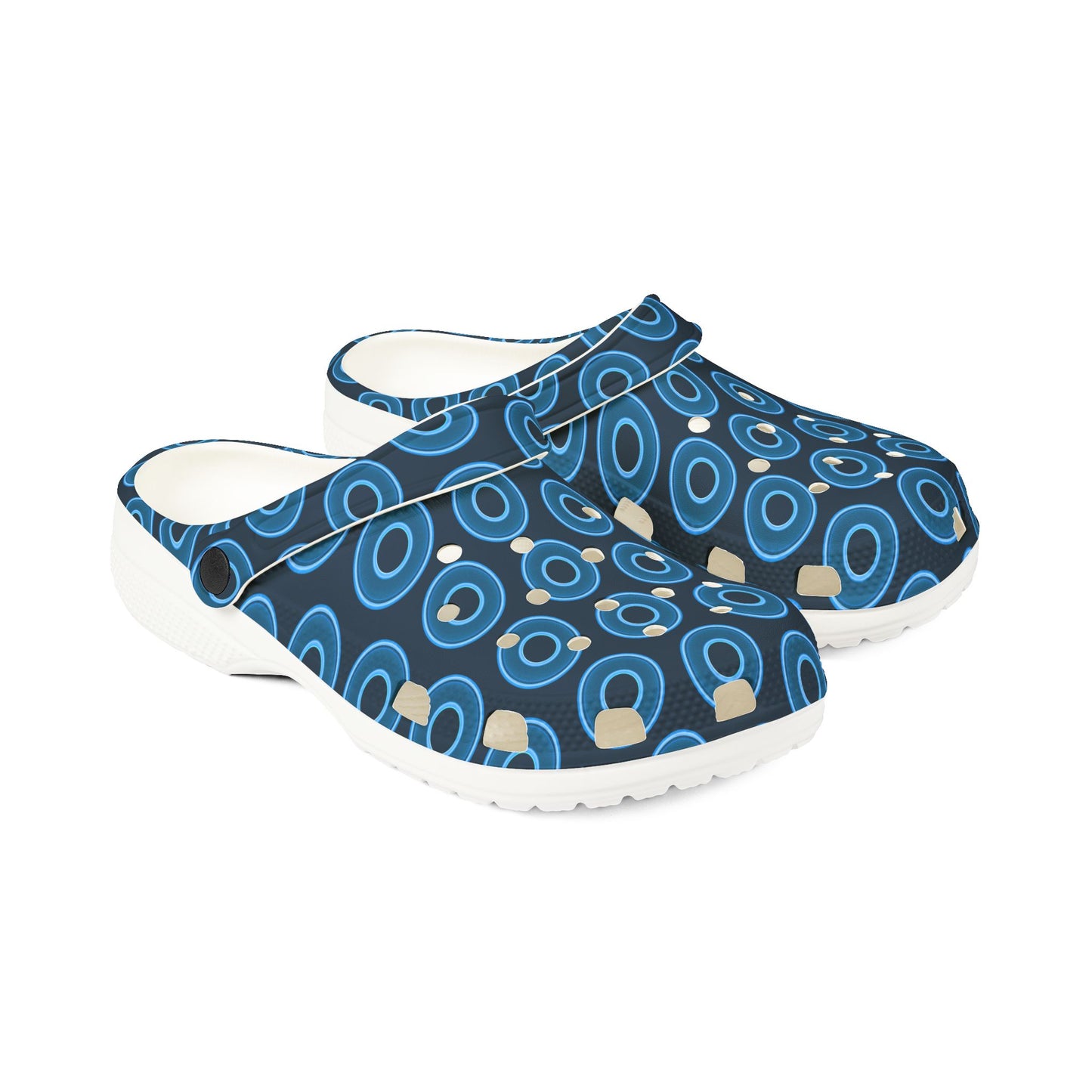 Spatchcocks - donut slip-on shoes - blue rustic donuts w/navy background [unisex]