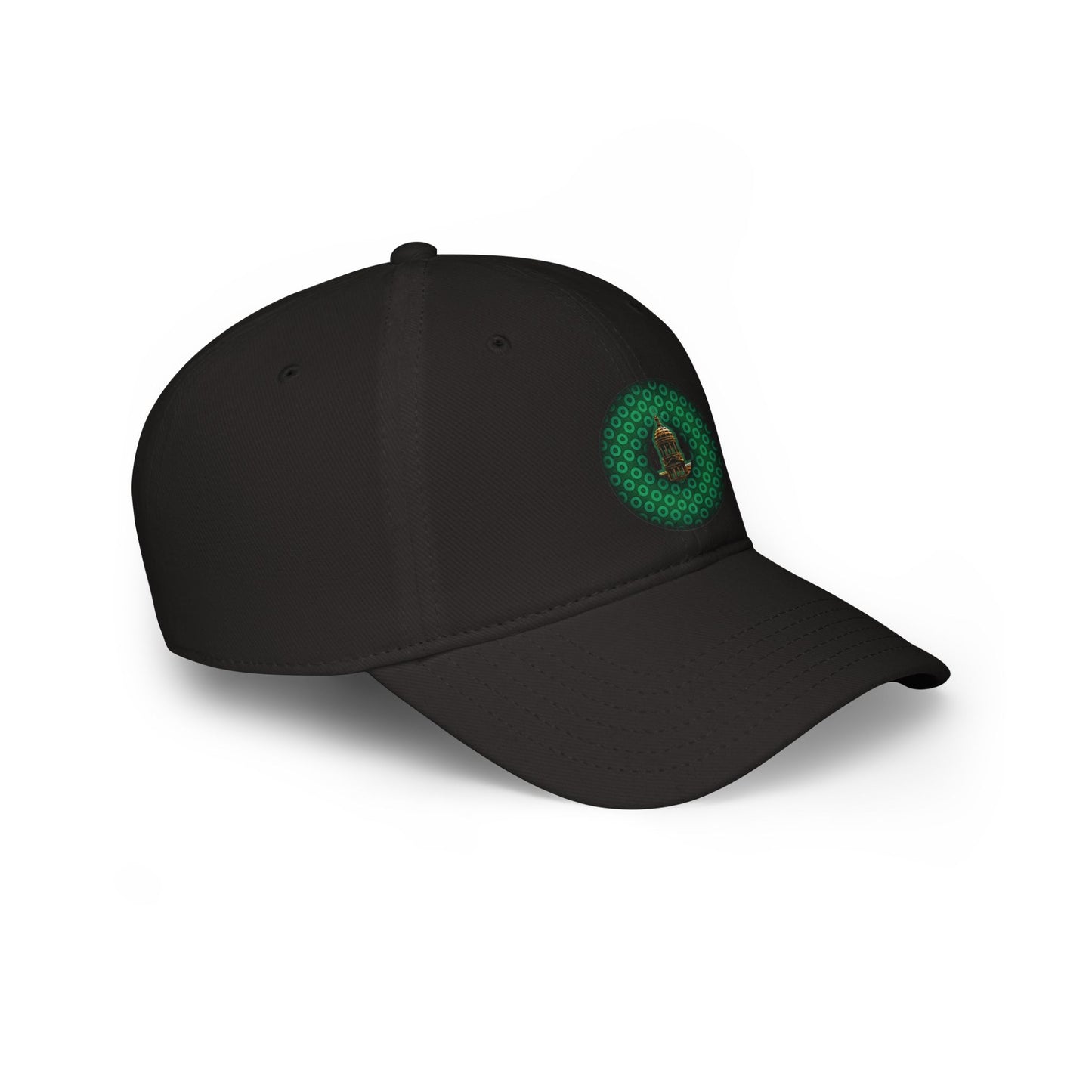 Lumpy Donut Baseball Cap - "Save Mondegreen City Hall" - variant 1 - green paradoxical donut w/