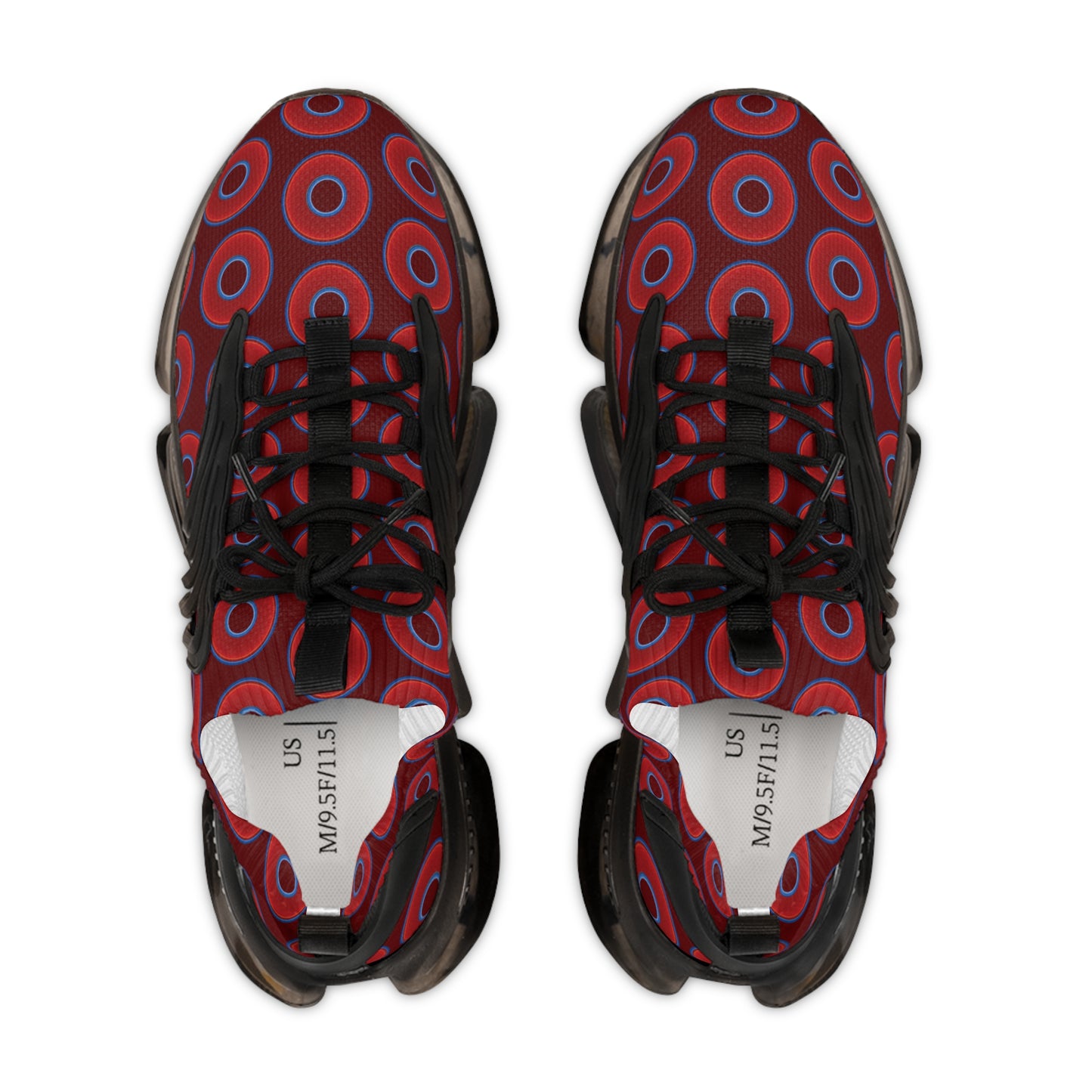 Donut Kicks - red vivid donut print w/dark red background