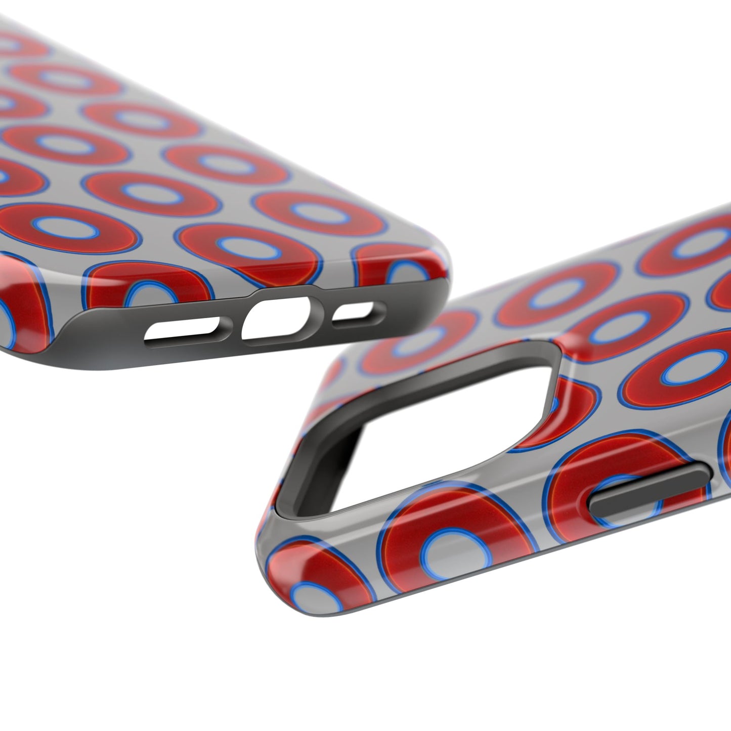Impact-Resistant Lumpy Donut Case - red vivid donut print w/light gray background