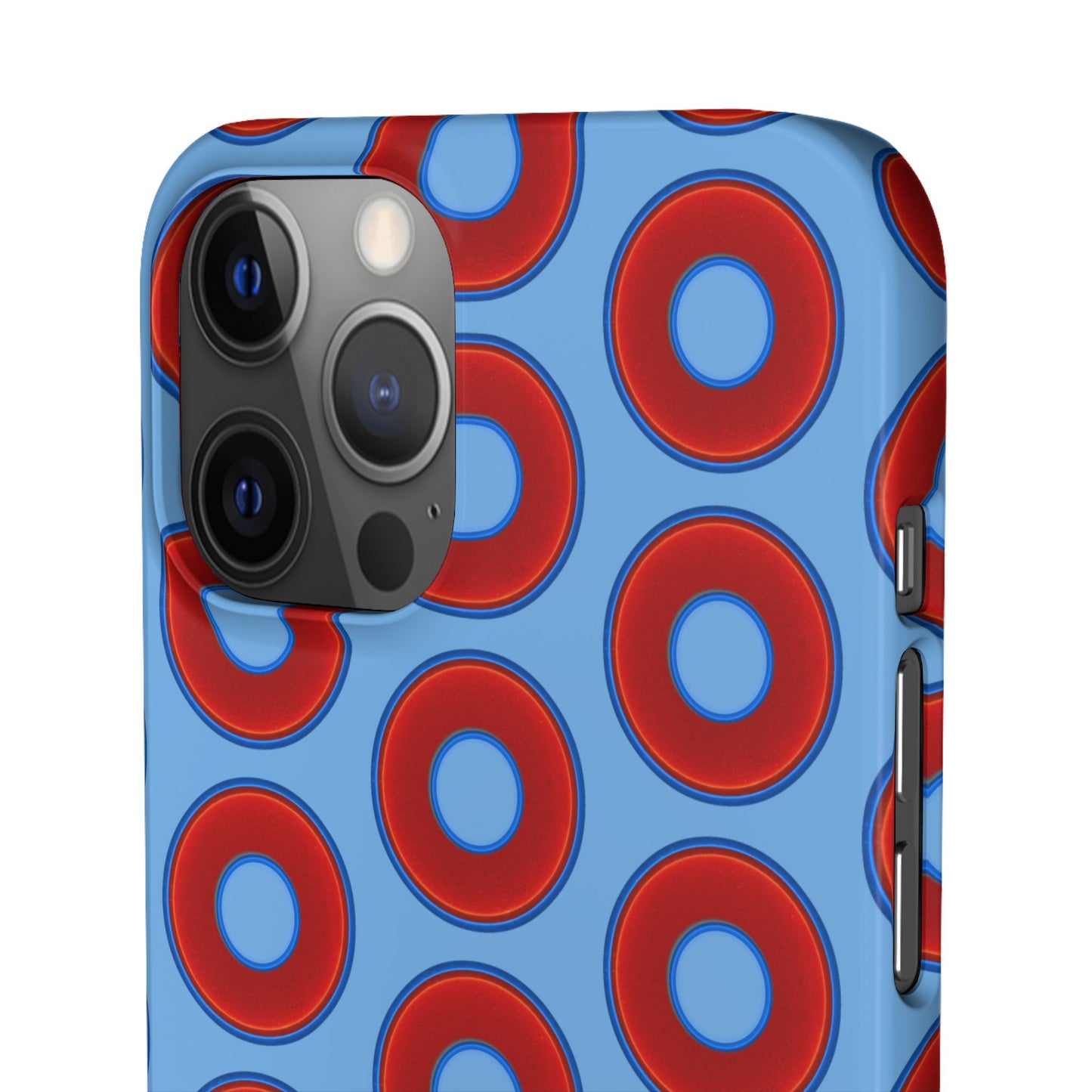 Lumpy Donut Snap Case - red vivid donut print w/light blue background