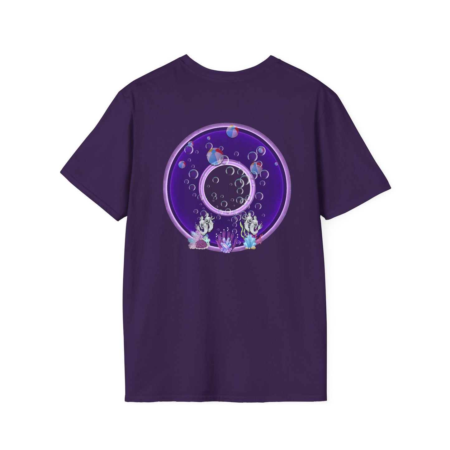 Classic Donut Tee - Unisex Soft-Style - "Sure That Sirens Made This Donut For Me" - vivid dark purple/light purple donut