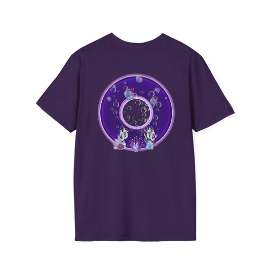 Classic Donut Tee - Unisex Soft-Style - "Sure That Sirens Made This Donut For Me" - vivid dark purple/light purple donut
