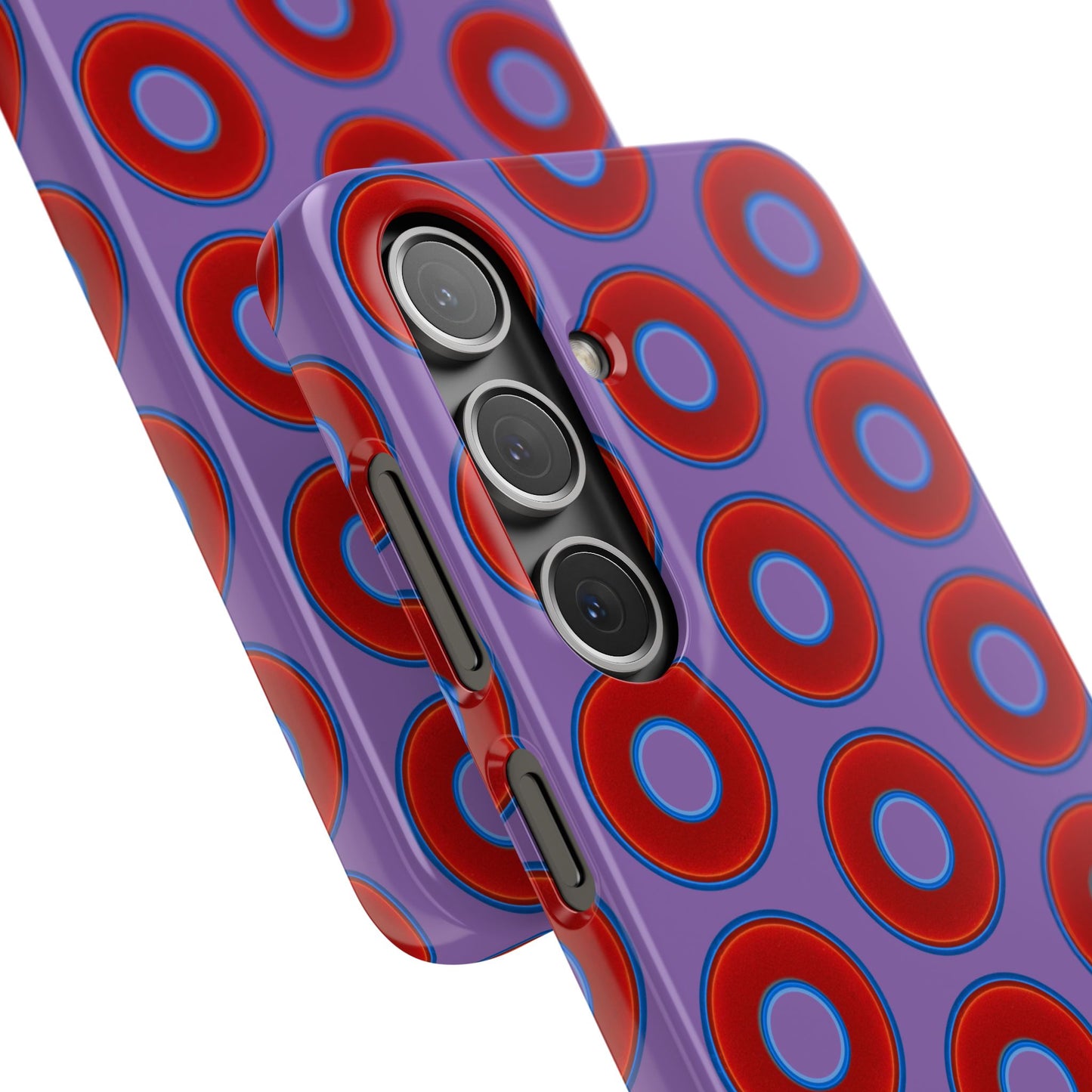 Lumpy Donut Snap Case - red vivid donut print w/light purple background