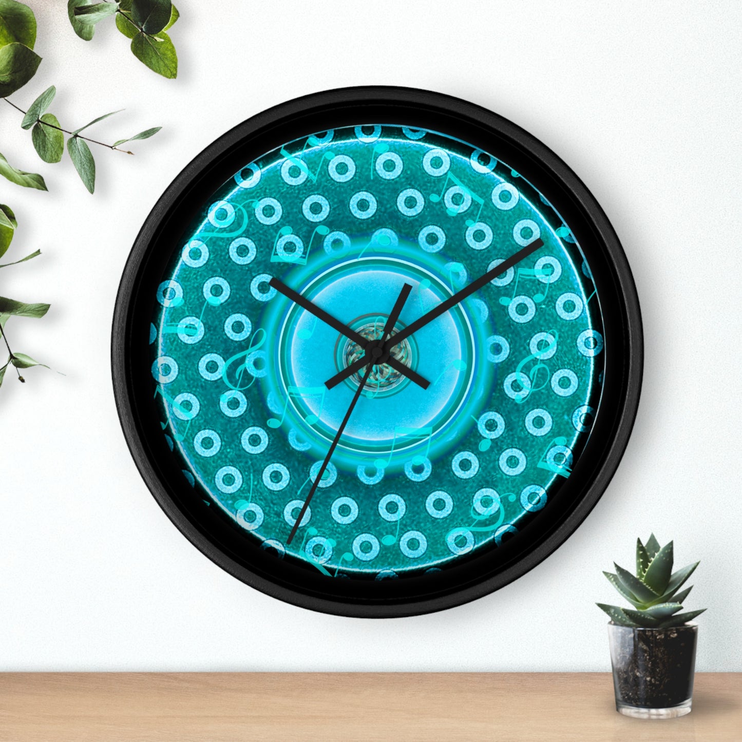 Lumpy Wall Clock - "Paradise Donut" - deal/dark teal weathered paradoxical donut w/black background