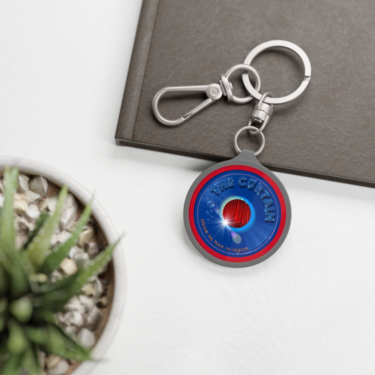 Lumpy Donut Keychain - "The Donut Without " - series 1.0 - variant 1 - blue record donut