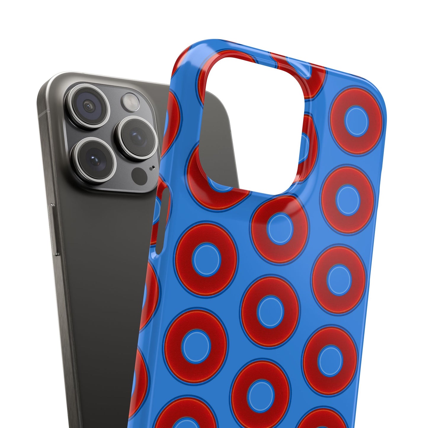Lumpy Donut Snap Case - red vivid donut print w/light royal blue background