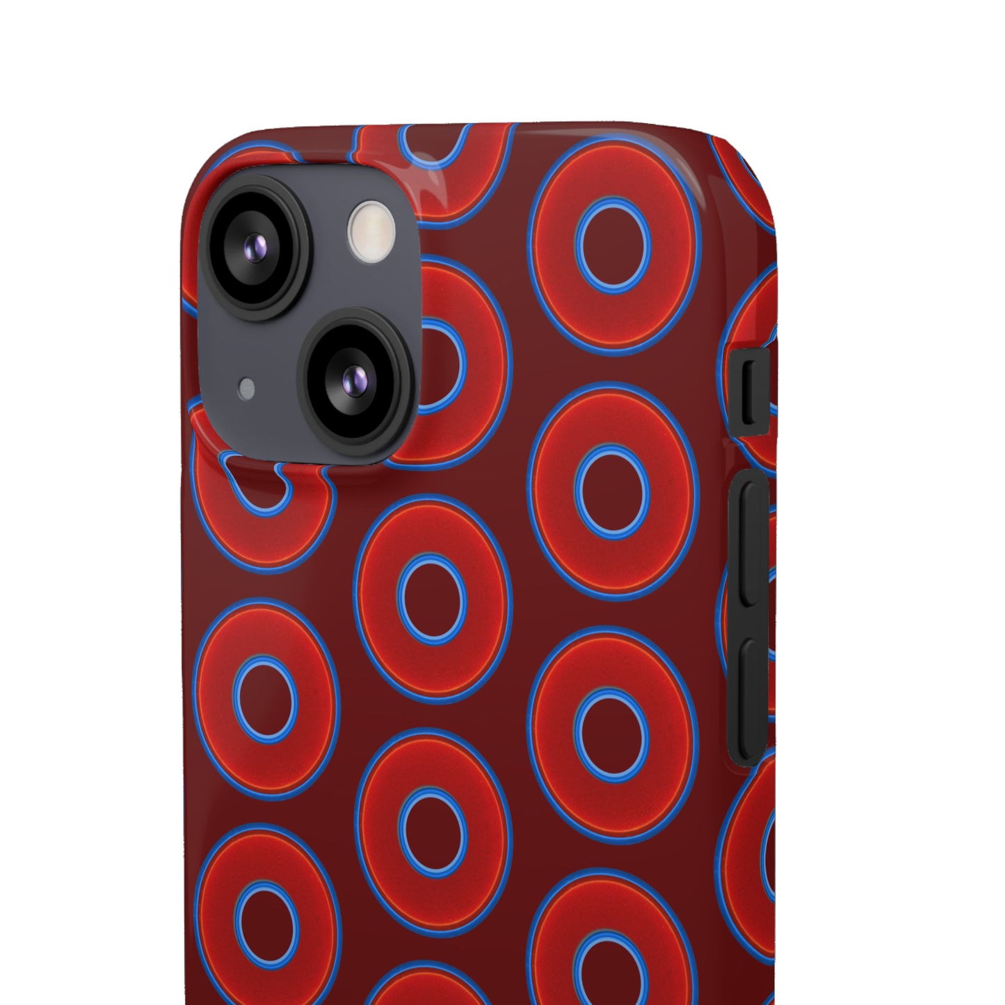 Lumpy Donut Snap Case - red vivid donut print w/dark red background