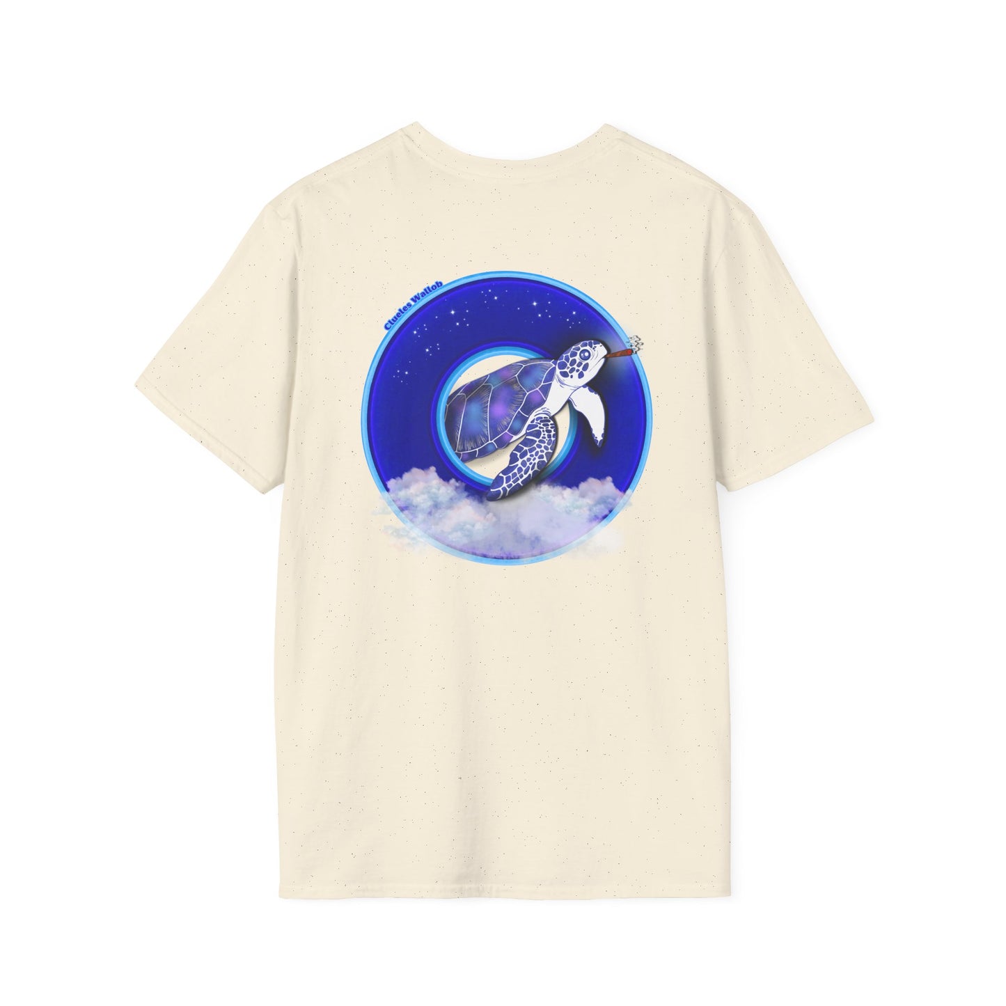 Classic Donut Tee - Unisex Soft-Style - "Clueless Wallob's Donuts" - vivid blue sky donut