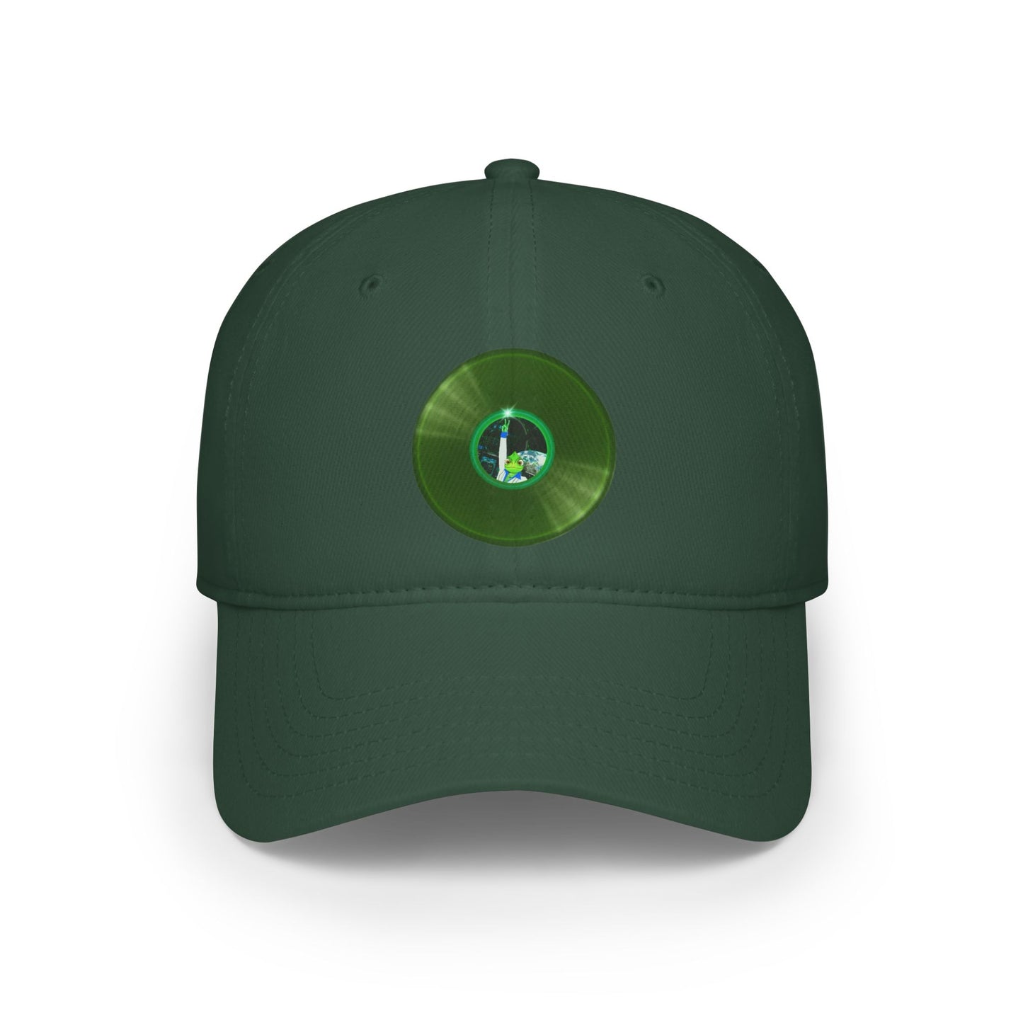 Lumpy Donut Baseball Cap - "Rutherford's Staying Alive Donut Cap" - variant 2 vivid green record donut w/