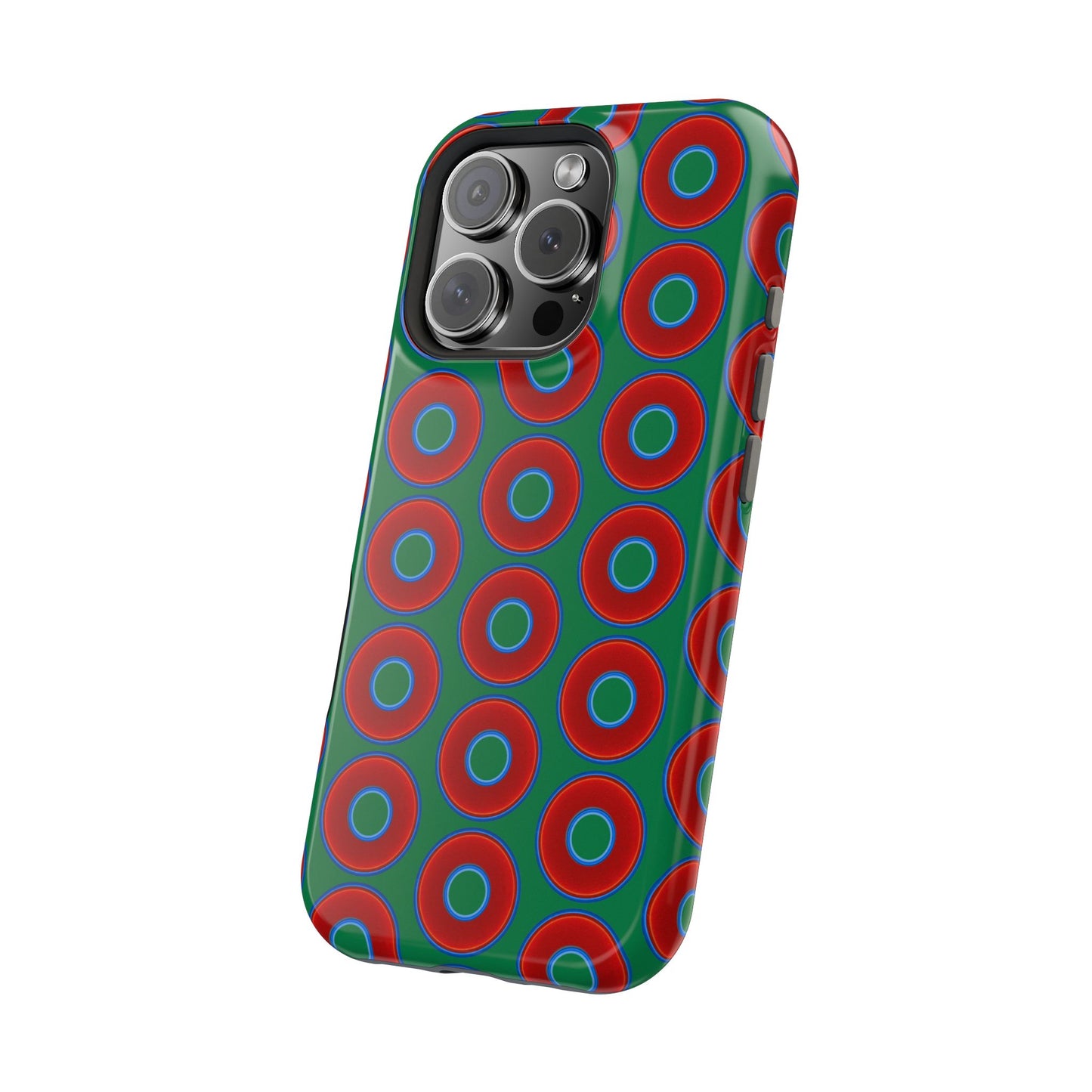 Magnetic Tough Donut Case - red vivid donut print w/green background