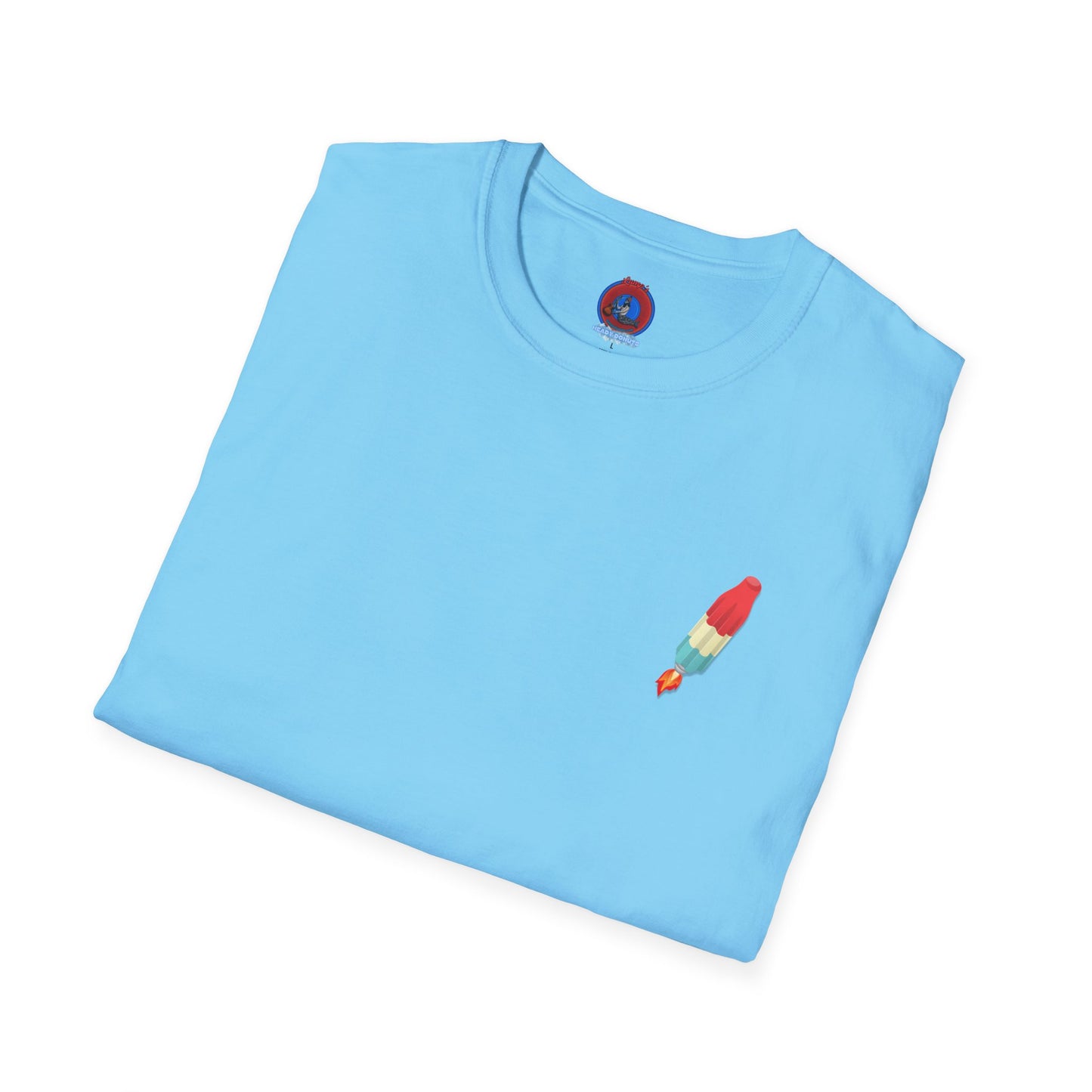 Classic Donut Tee - Unisex Soft-Style - "Blow this Popsicle Stand" - red/blue/cream - bomb pop