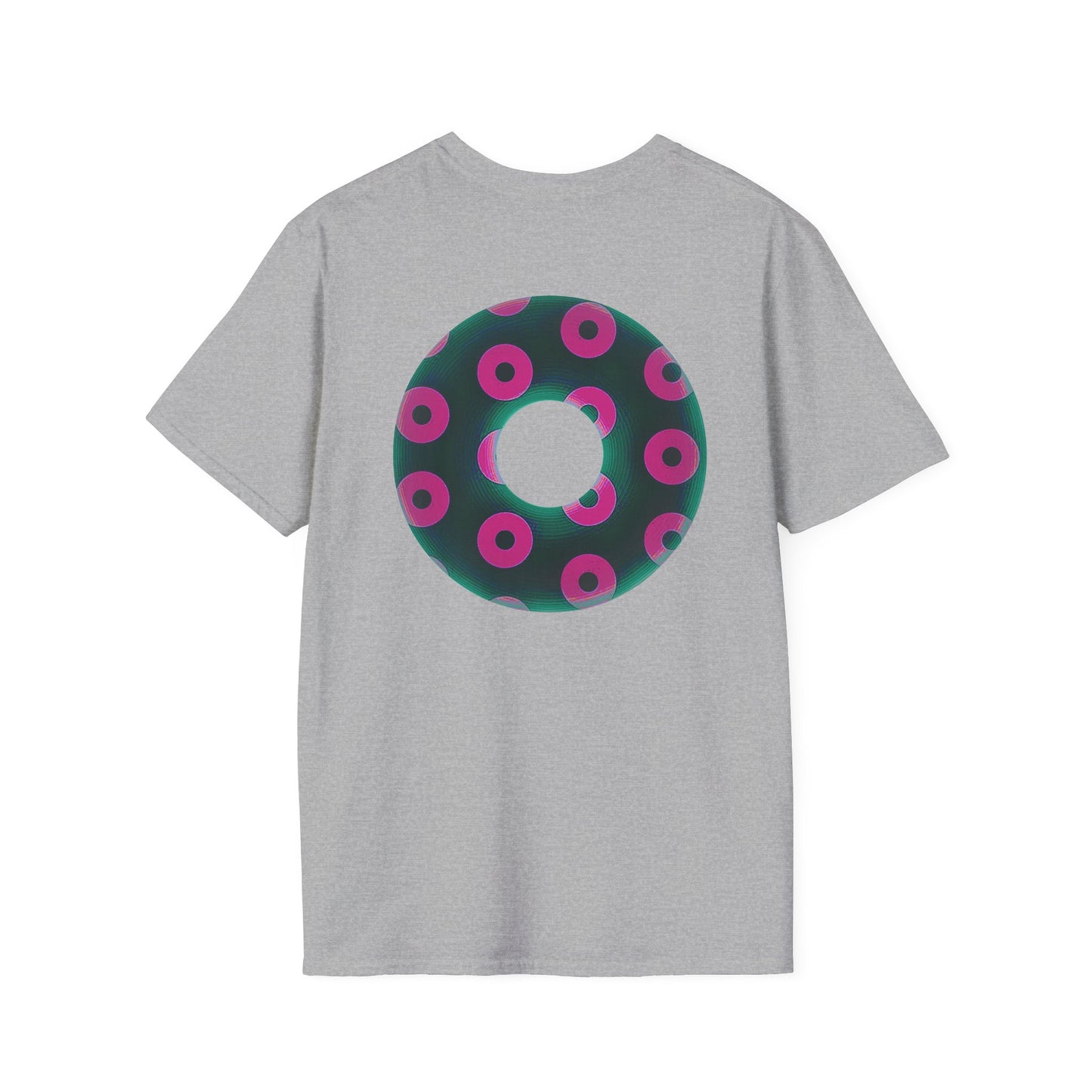 Plain Donuts/Unisex Soft-Style - "Plain Blimpy Paradoxical Donuts" - dark green/magenta donuts
