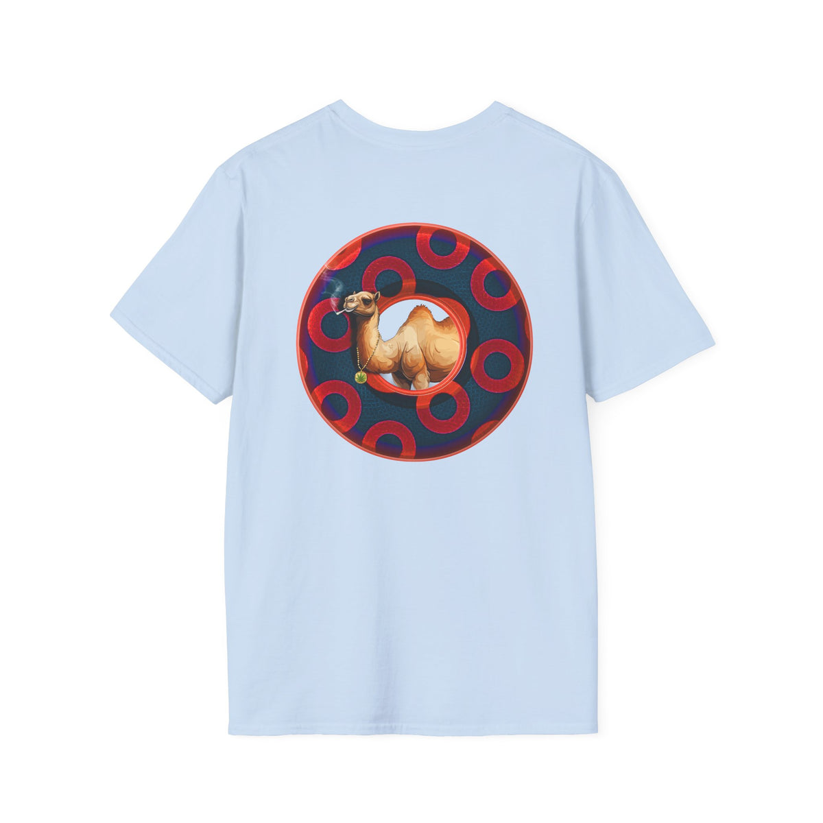 Classic Donut Tee - Unisex Soft-Style - "Joe Camel's Super Cool Donut" - rustic paradox donut - dark navy/red donuts
