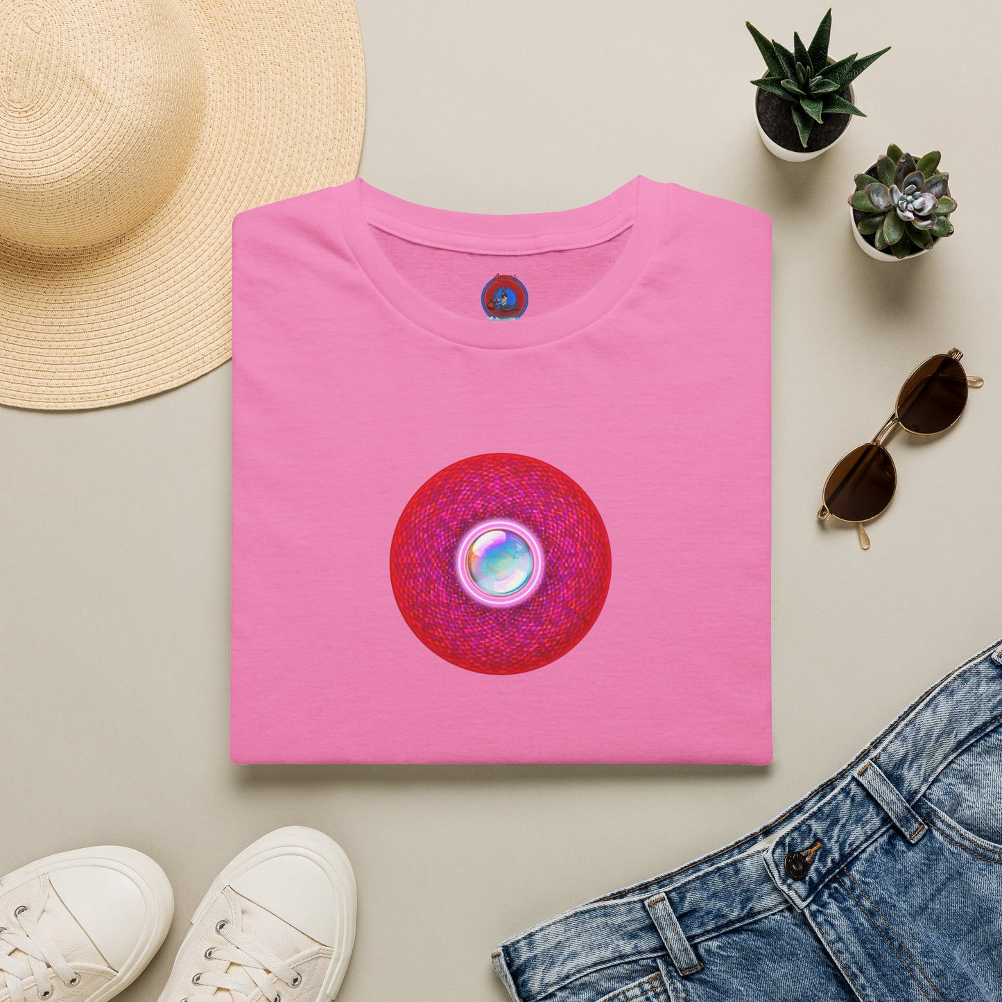 Classic Donut Tee - Unisex Soft-Style - "The Crystal Ballers Donut' - magenta pixilated donut