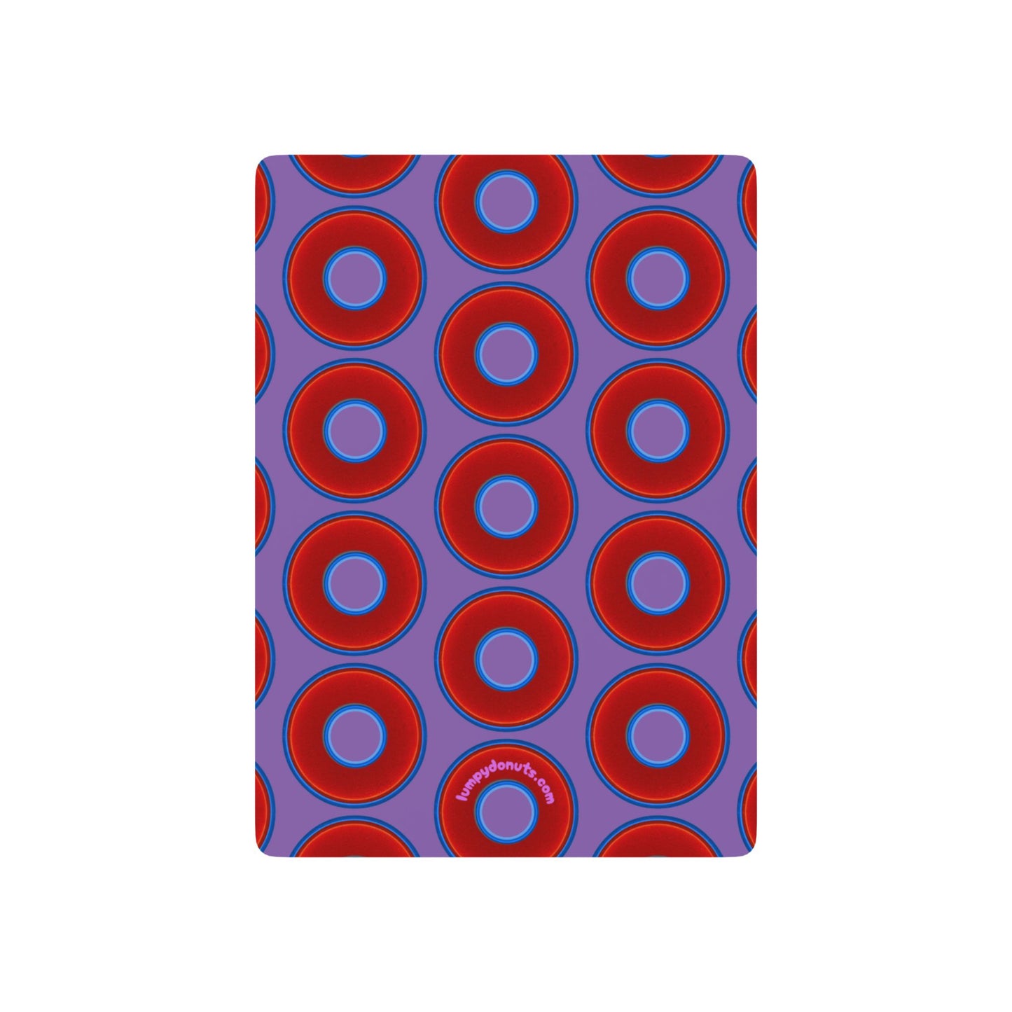 Lumpy Donut Playing Decks - 52-cards - red vivid donuts w/light purple background