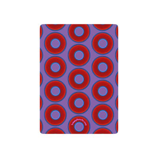 Lumpy Donut Playing Decks - 52-cards - red vivid donuts w/light purple background