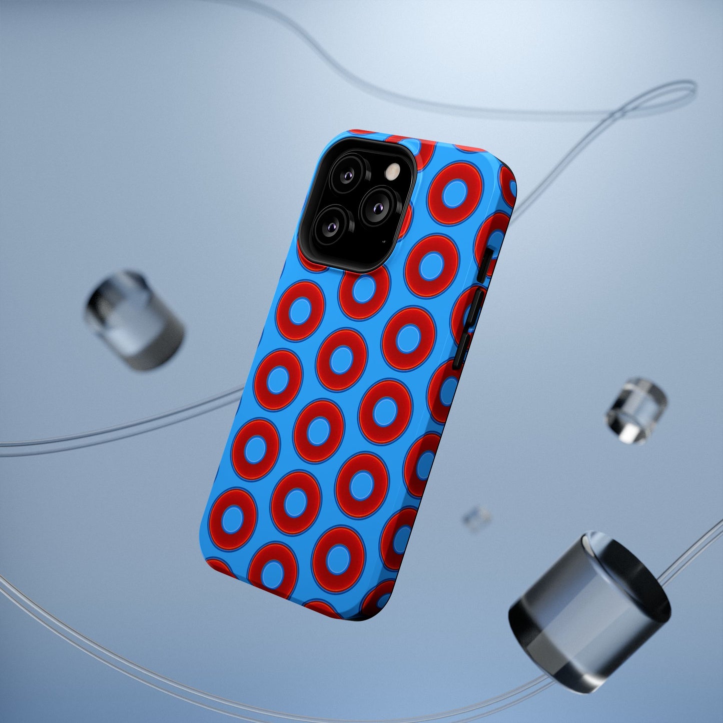 Impact-Resistant Lumpy Donut Case - red vivid donut print w/sky royal blue background