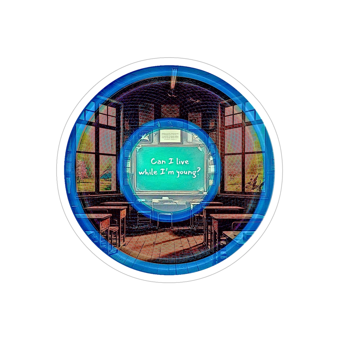 Donut Bumper/Outdoor Sticker - "The Torturous Chalk Dust  Donut" - series 1.0 - red picture donut - [Die-Cut] 6"x 6"