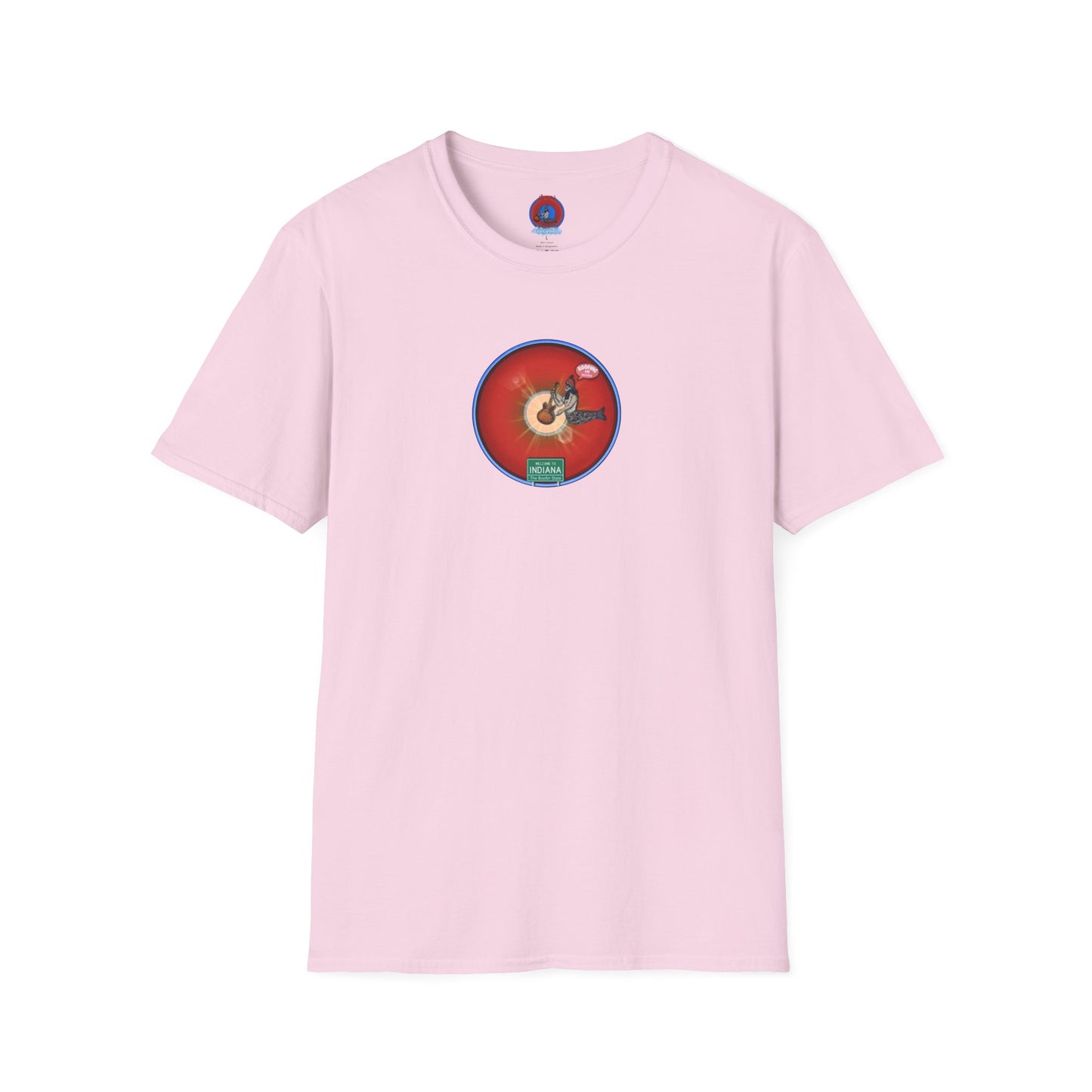 Classic Donut Tee - Unisex Soft-Style - "Indiana is for Boofers" - vivid red/blue plumpy donut - variant 1 - w/toppings
