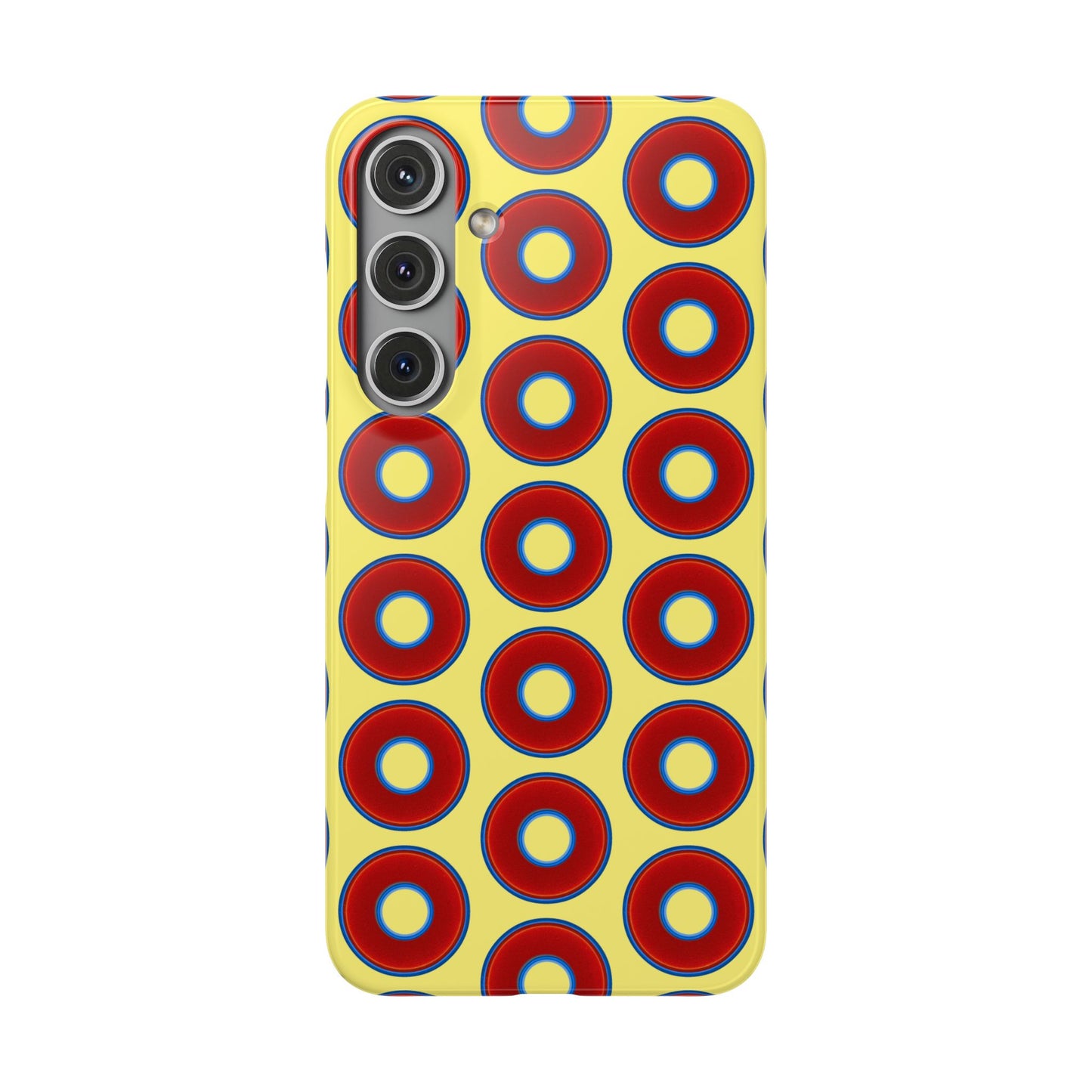 Lumpy Donut Snap Case - red vivid donut print w/yellow background