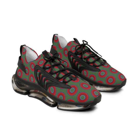 Donut Kicks - red vivid donut print w/dark green background