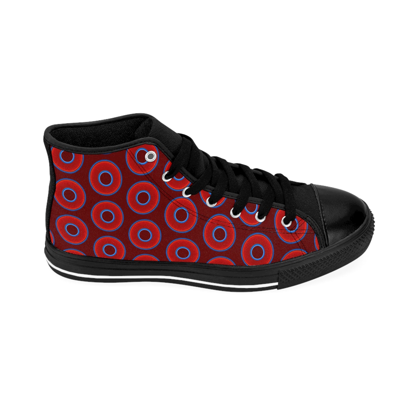 Men's Cushiony Convectors - High Tops - red vivid donuts w/dark red background