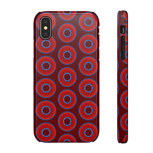 Lumpy Donut Snap Case - red vivid donut print w/dark red background