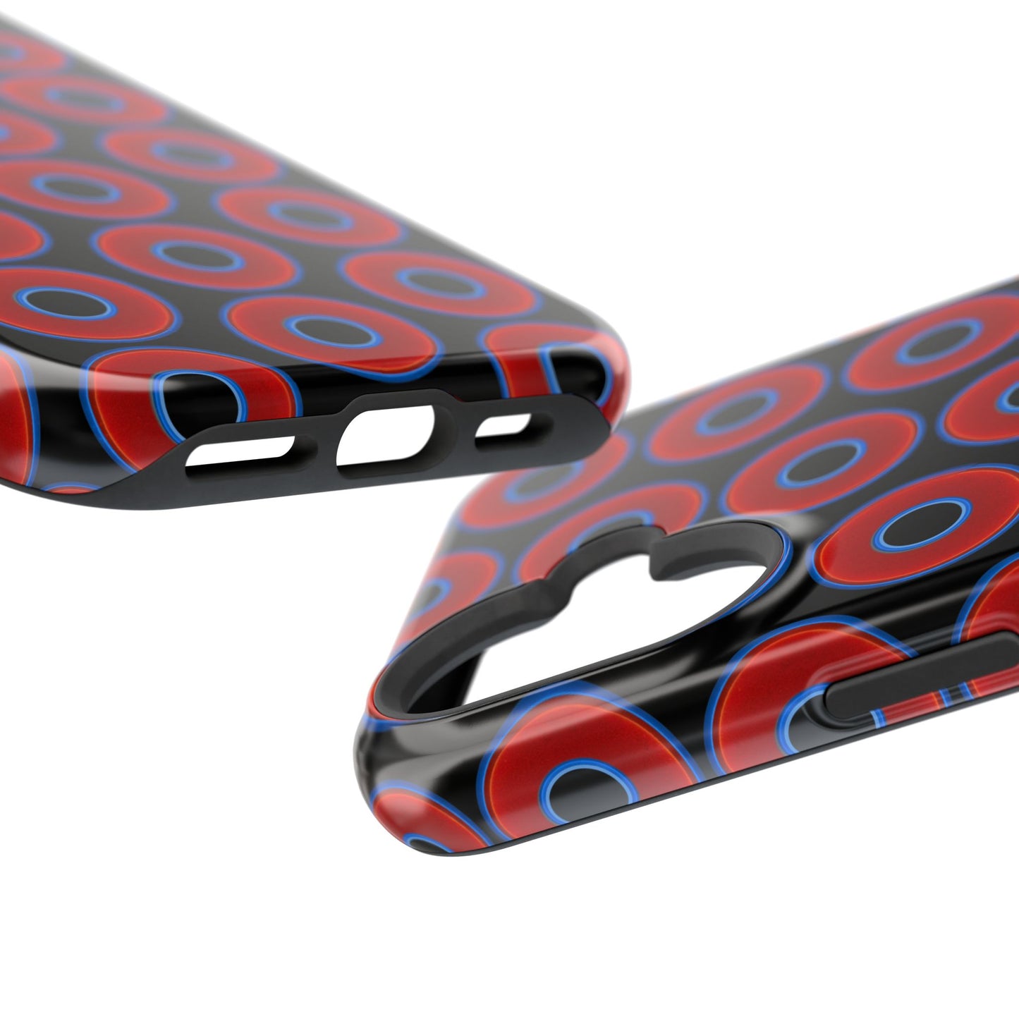 Magnetic Tough Donut Case - red vivid donut print w/black background