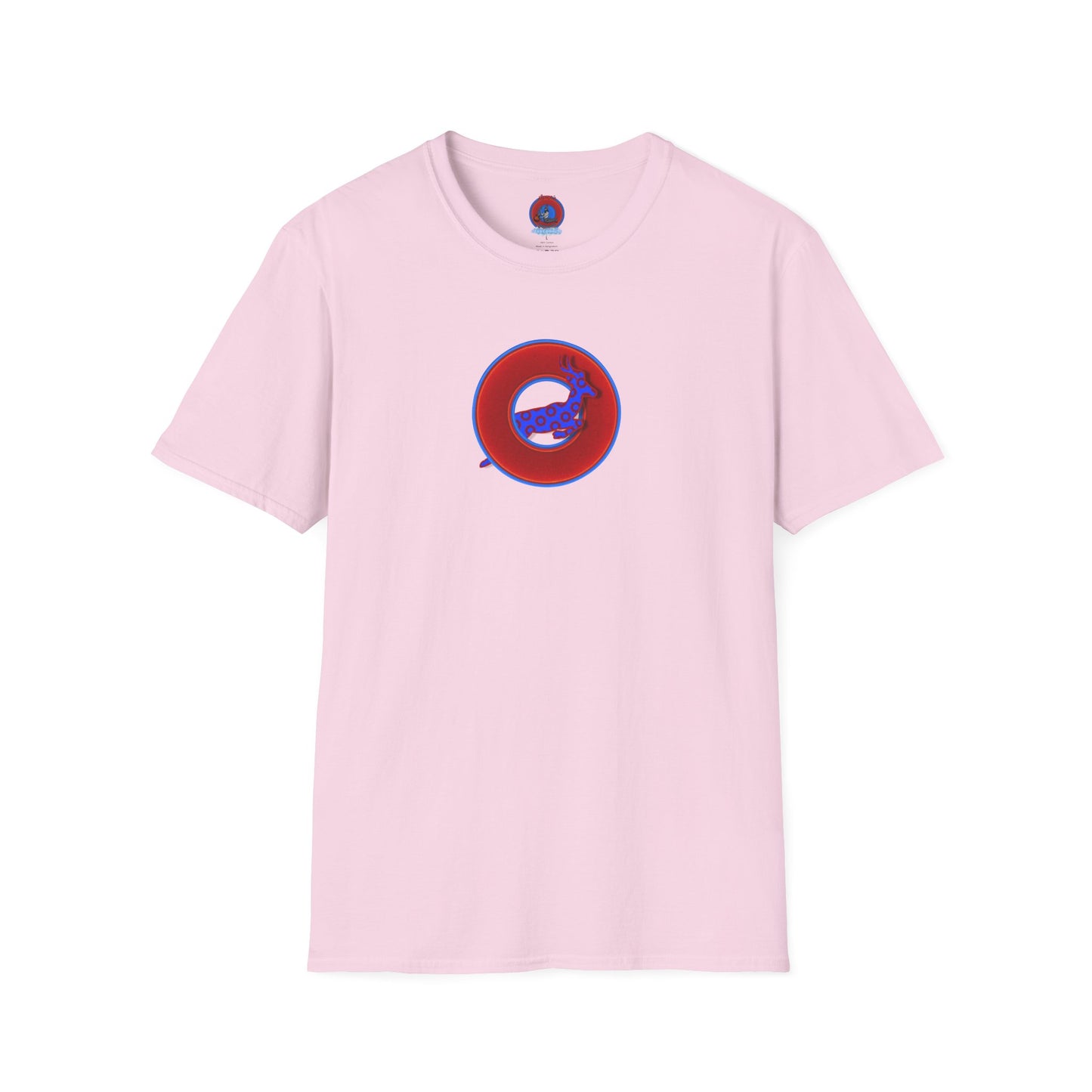 Classic Donut Tee - Unisex Soft-Style - "Out of Control Donut" - vivid red donut - variant 2 "jumping on through"