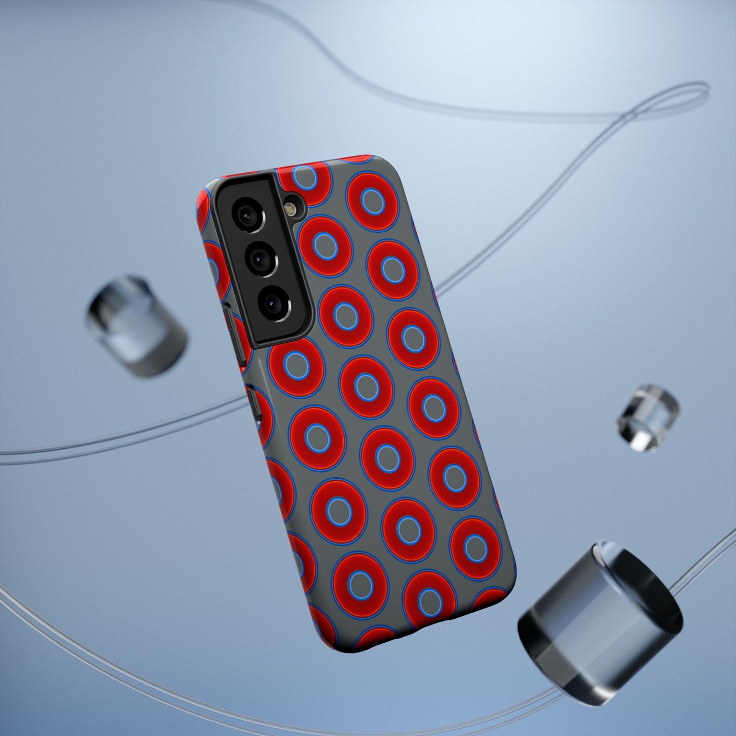 Impact-Resistant Lumpy Donut Case - red vivid donut print w/dark gray background
