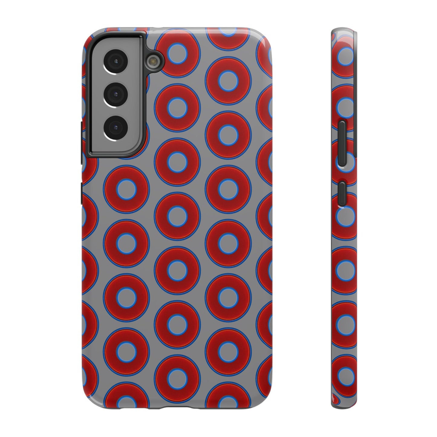 Impact-Resistant Lumpy Donut Case - red vivid donut print w/gray background