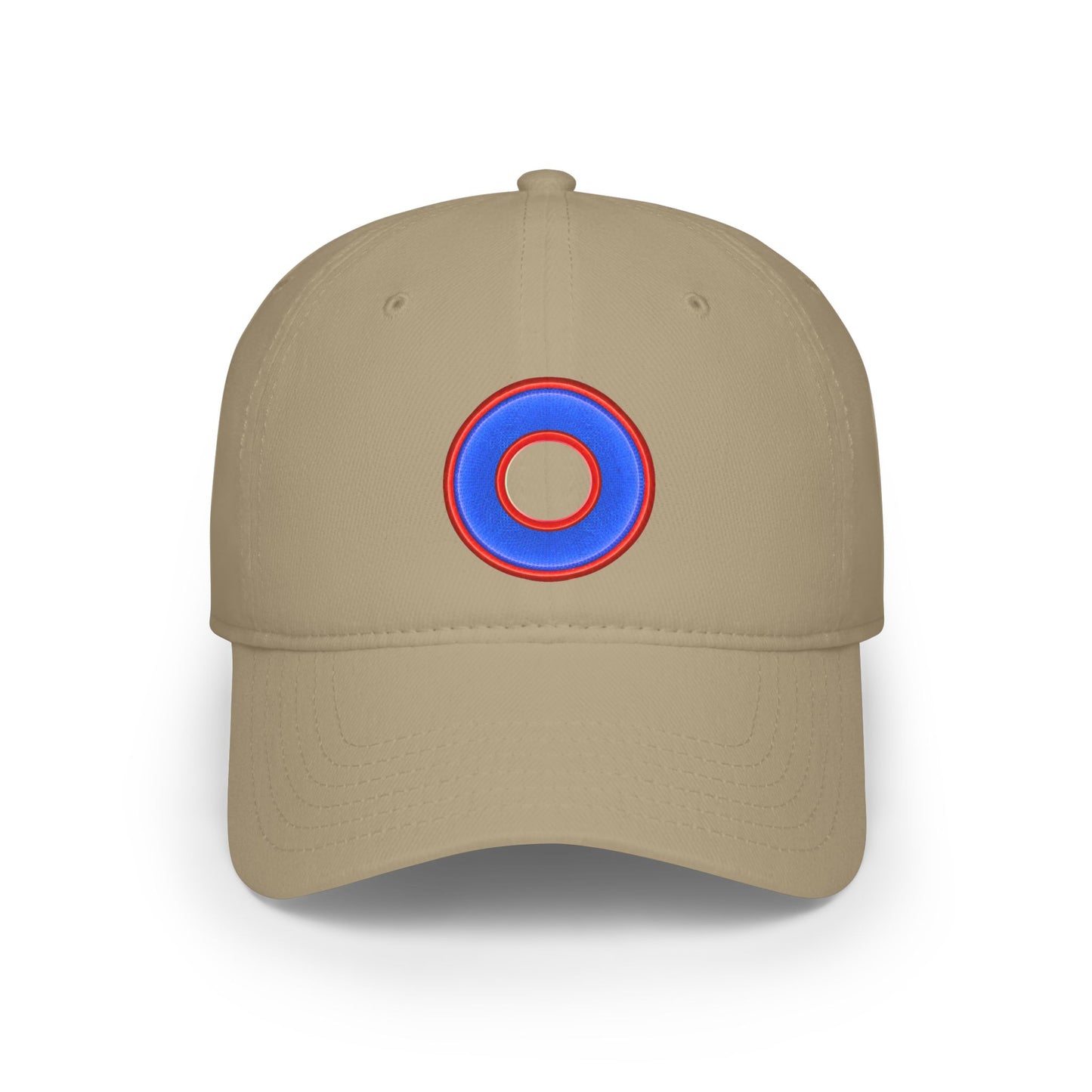 Lumpy Donut Baseball Cap - "Plain [Mary] Jane" - rustic blue/red donut w/