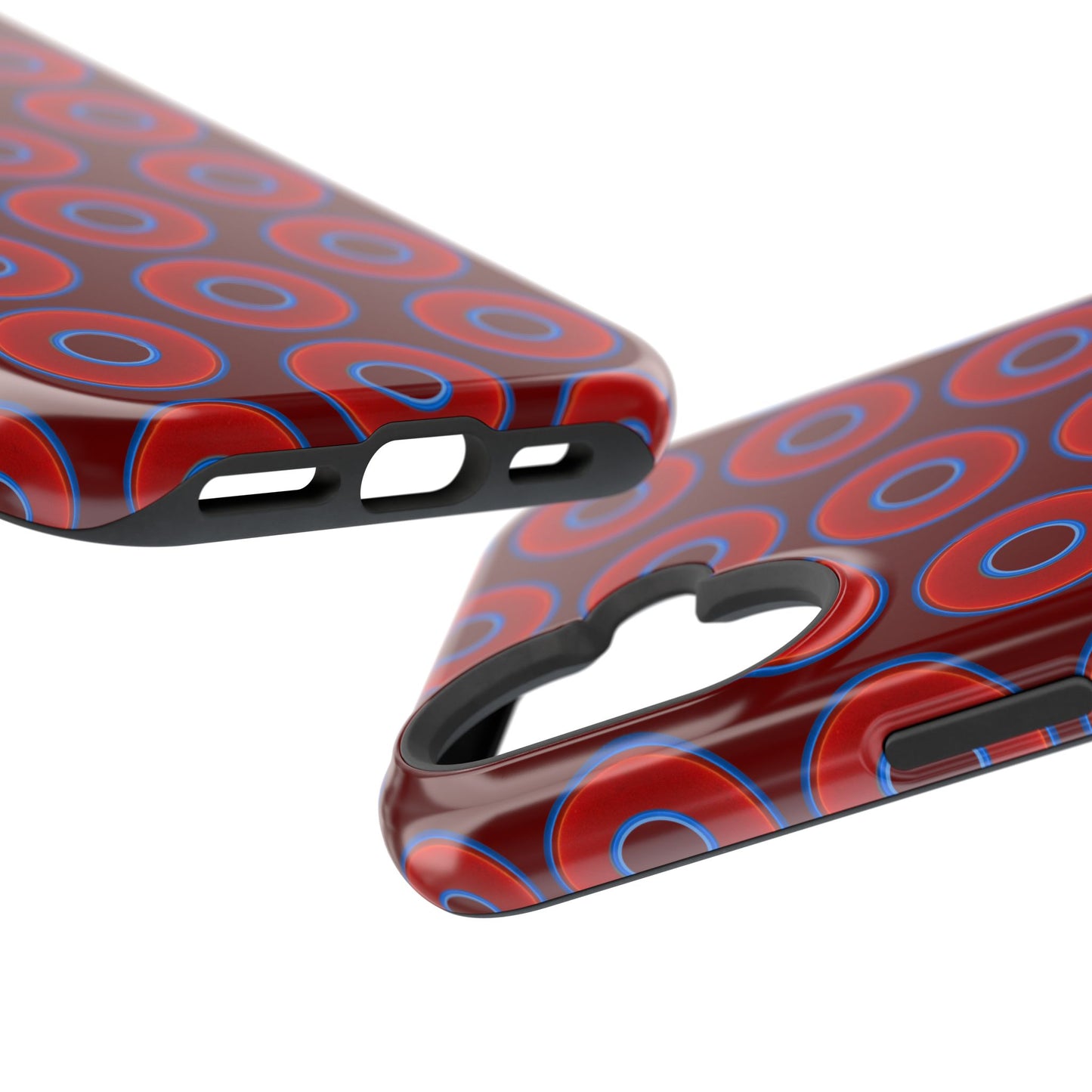 Impact-Resistant Lumpy Donut Case - red vivid donut print w/dark red background