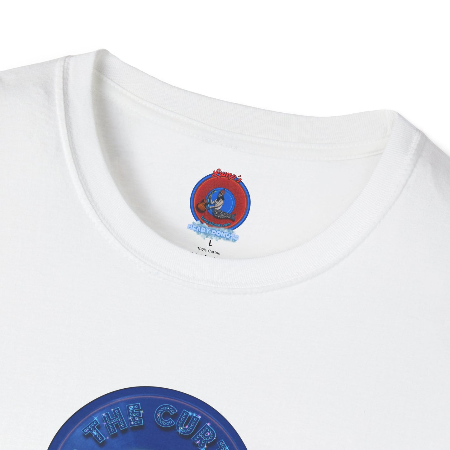 Classic Donut Tee - Unisex Soft-Style - "The Donut Without" - series 1.0  - variant 1 - vivid blue record donut