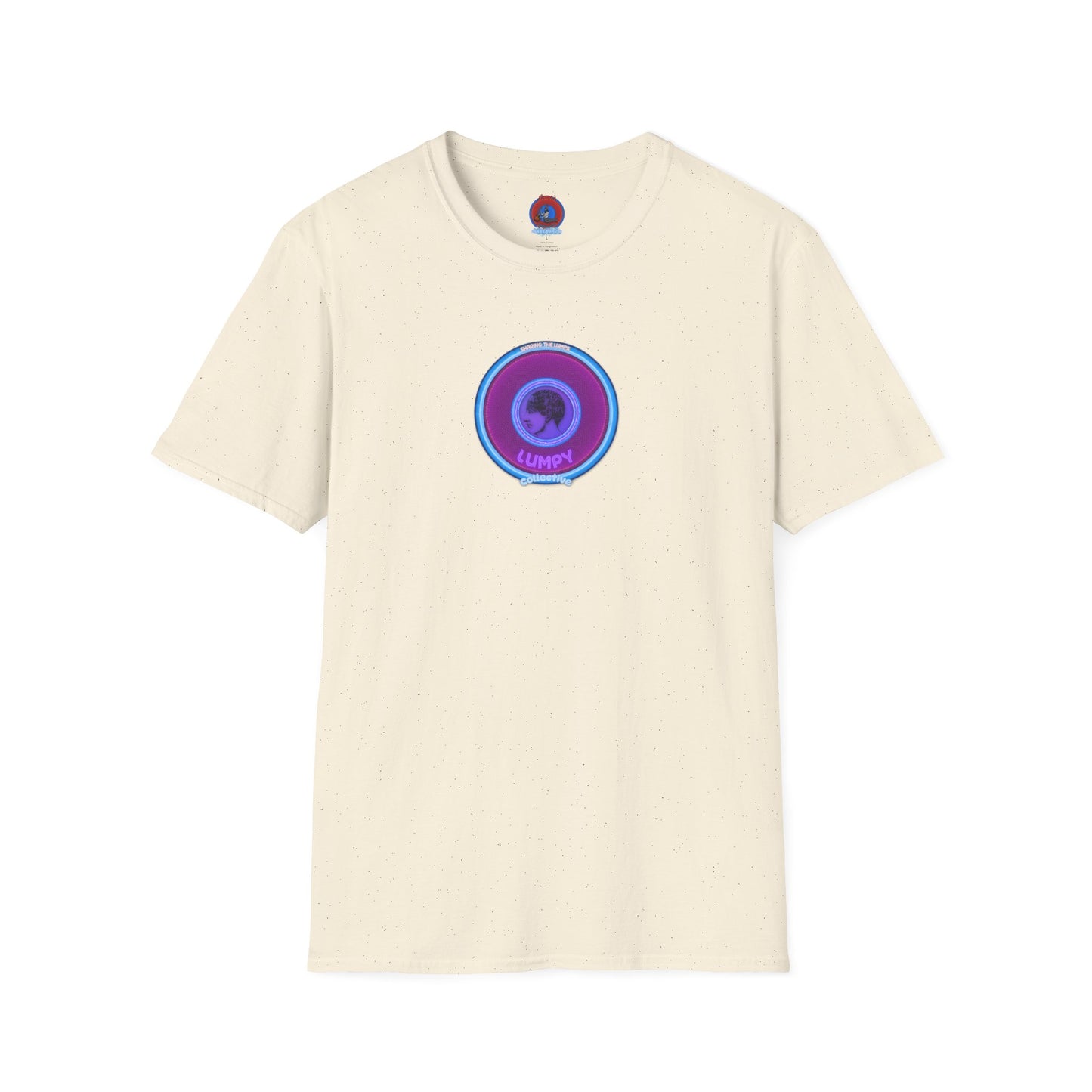 Classic Donut Tee - Unisex Soft-Style - "Lumpy Collective Donut" - rustic purple/light blue lumpy donut - variant 2