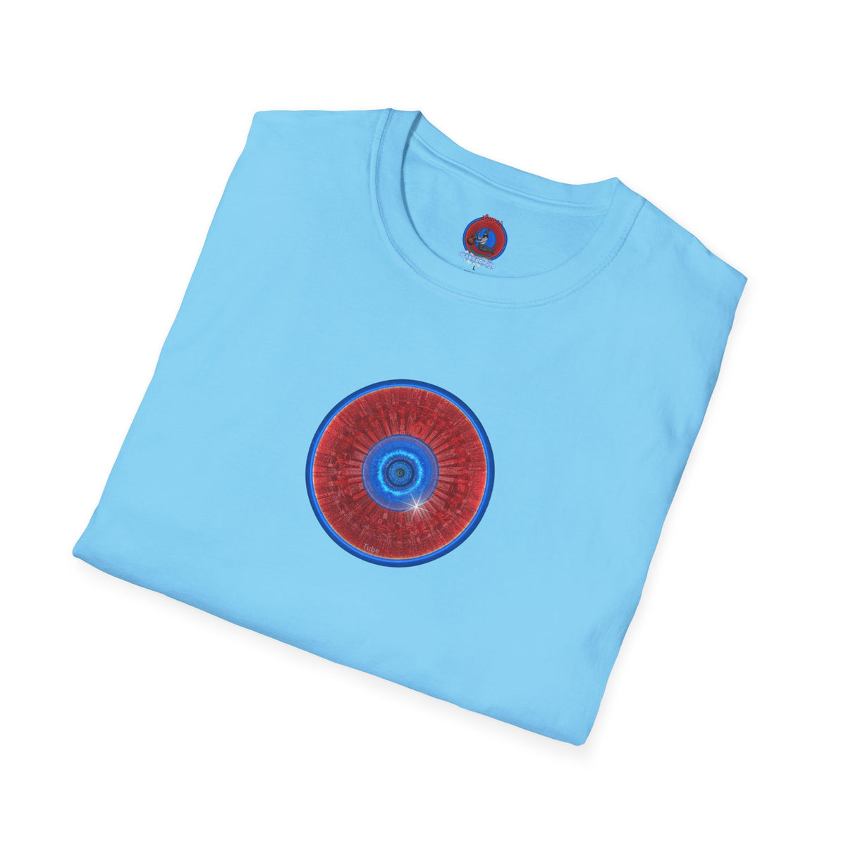 Classic Donut Tee - Unisex Soft-Style - "Graphic Translation Tee Shirt" - vivid red/blue tube donut - variant 1