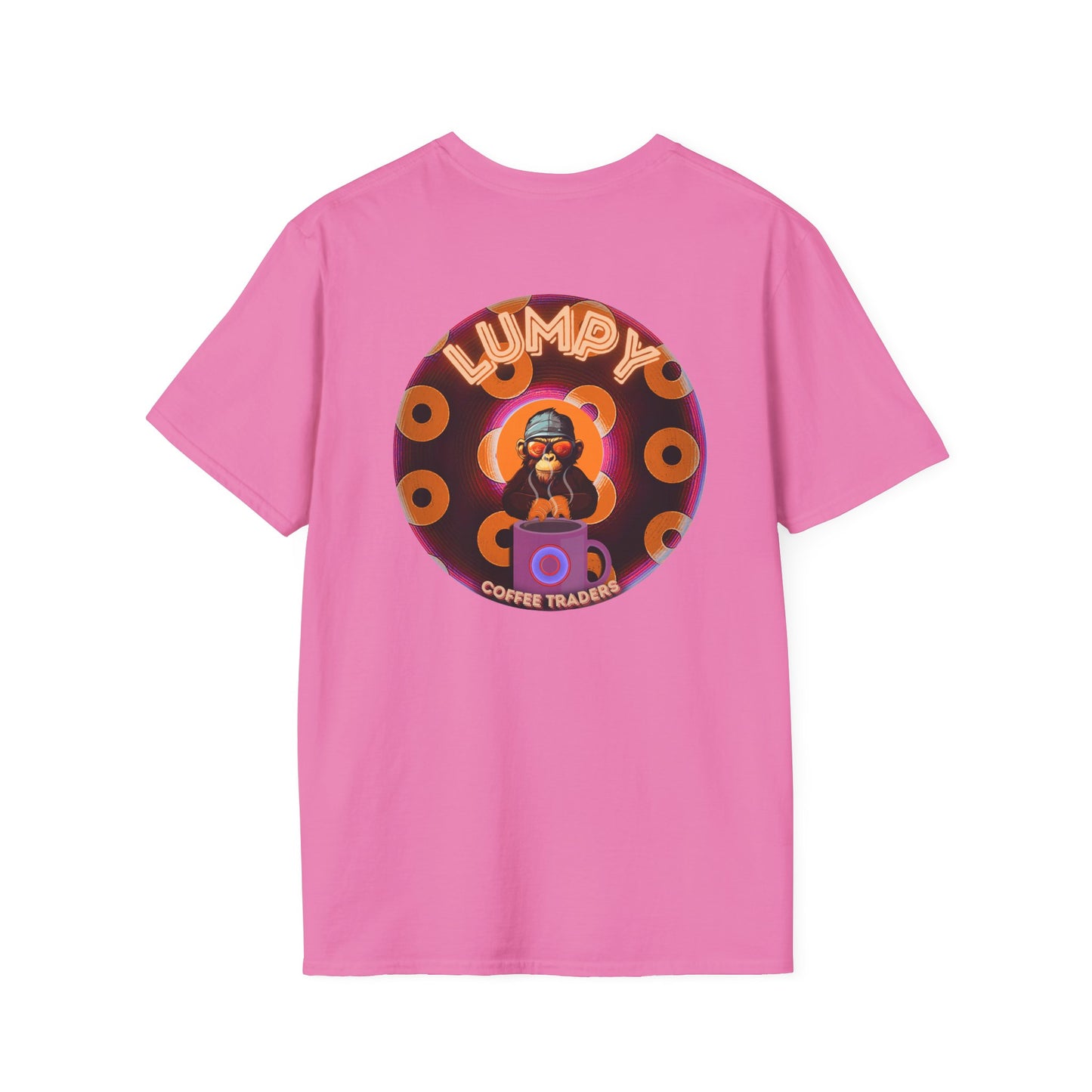 Coffee Traders Tee - Unisex Soft-Style - "Blastoff " - paradoxical donuts - variant 1 - mothership front/logo back