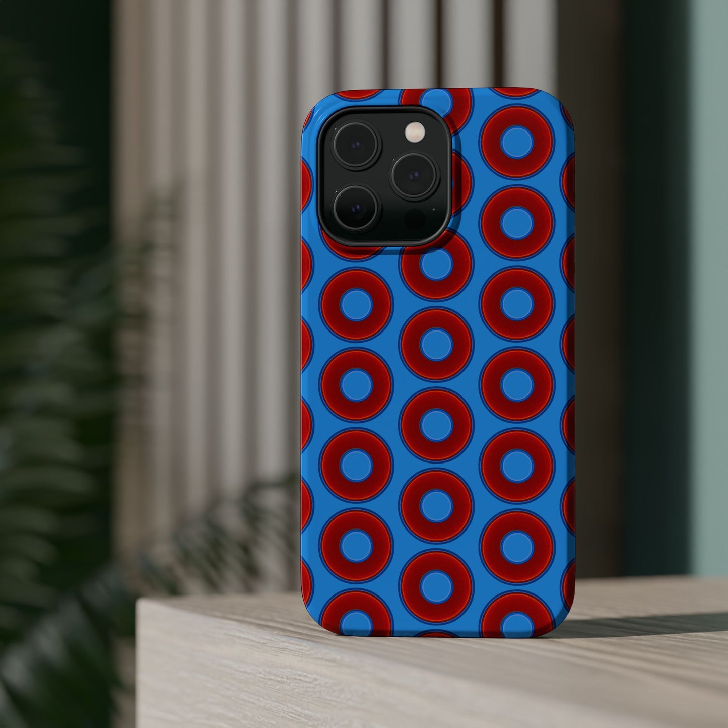 Magnetic Tough Donut Case - red vivid donut print w/sky royal blue background