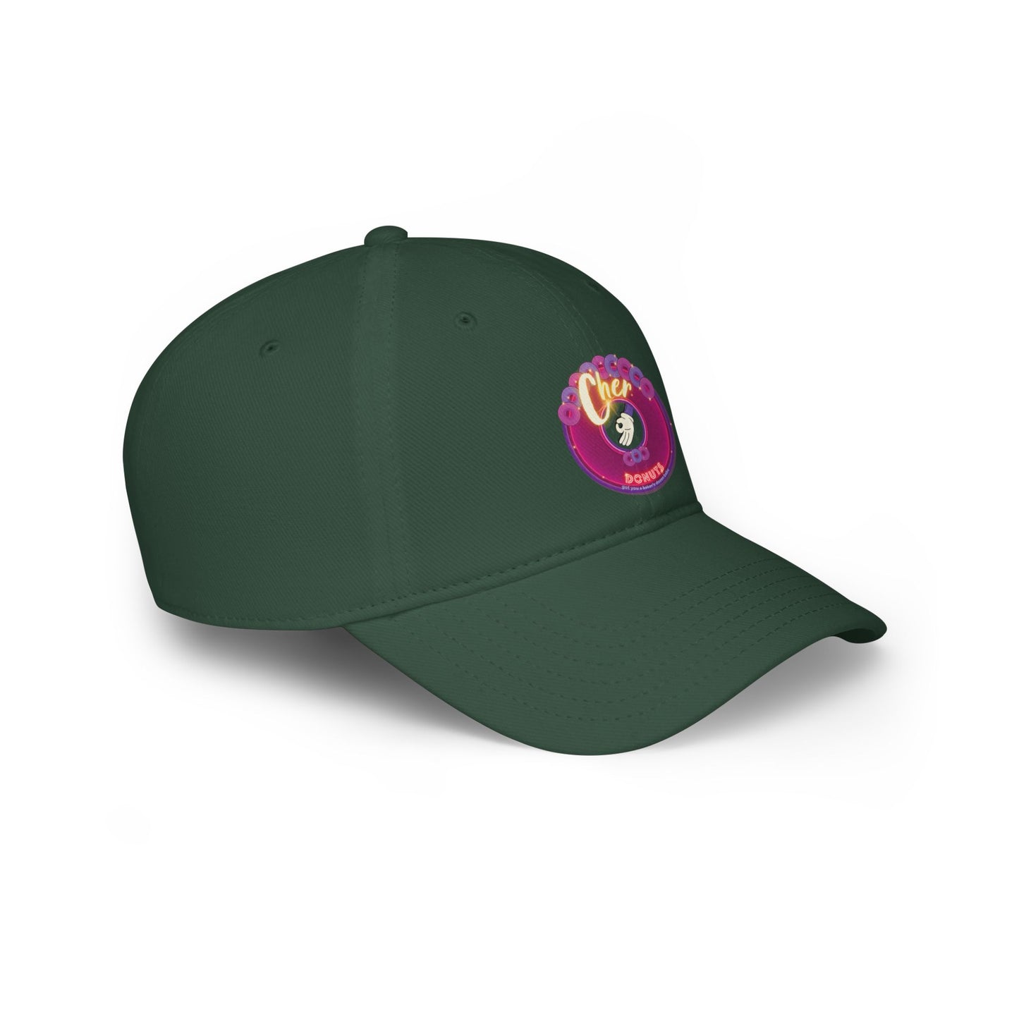 Lumpy Donut Baseball Cap - "Cher-ing is Caring Donut Cap" - variant 2 - vivid magenta donut w/ [*charitable donut]