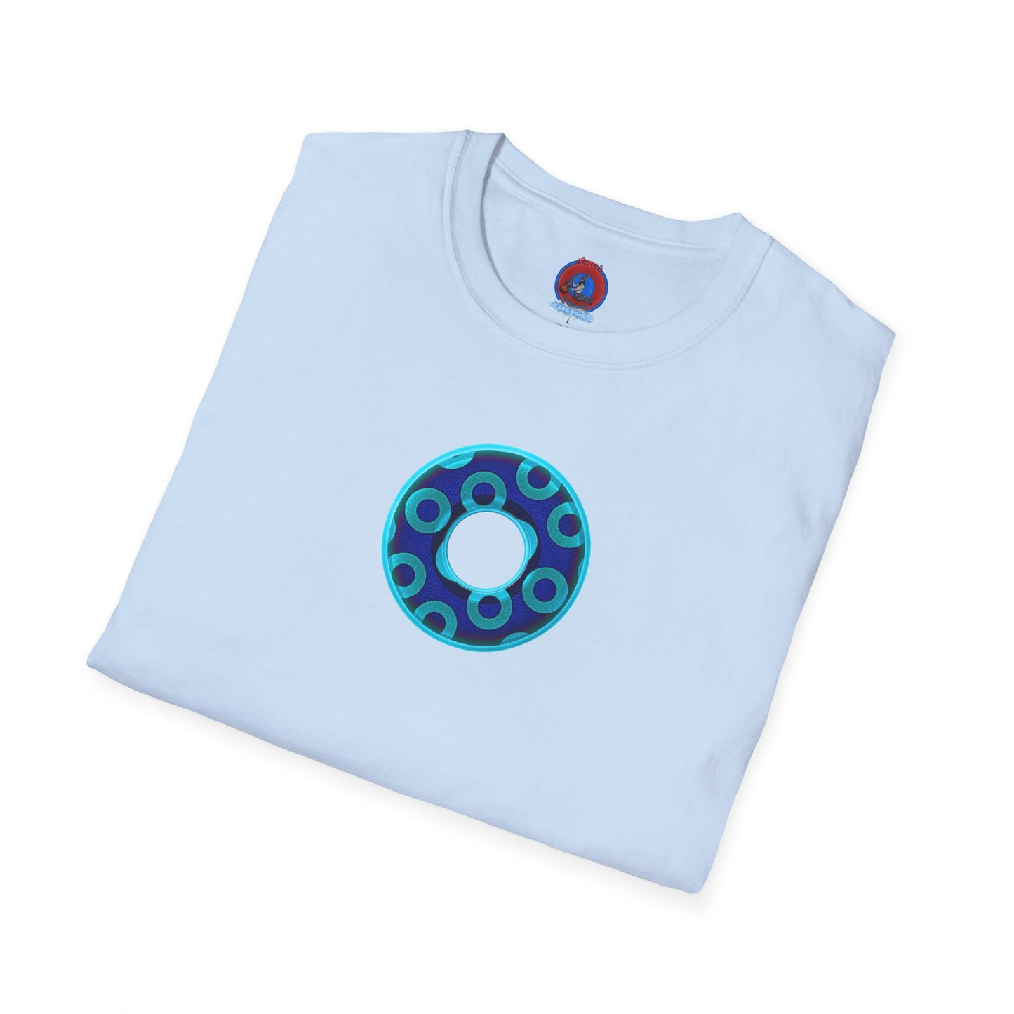 Plain Donuts/Unisex Soft-Style - "Plain Rustic Paradoxical Donuts" - aquamarine/dark blue donuts