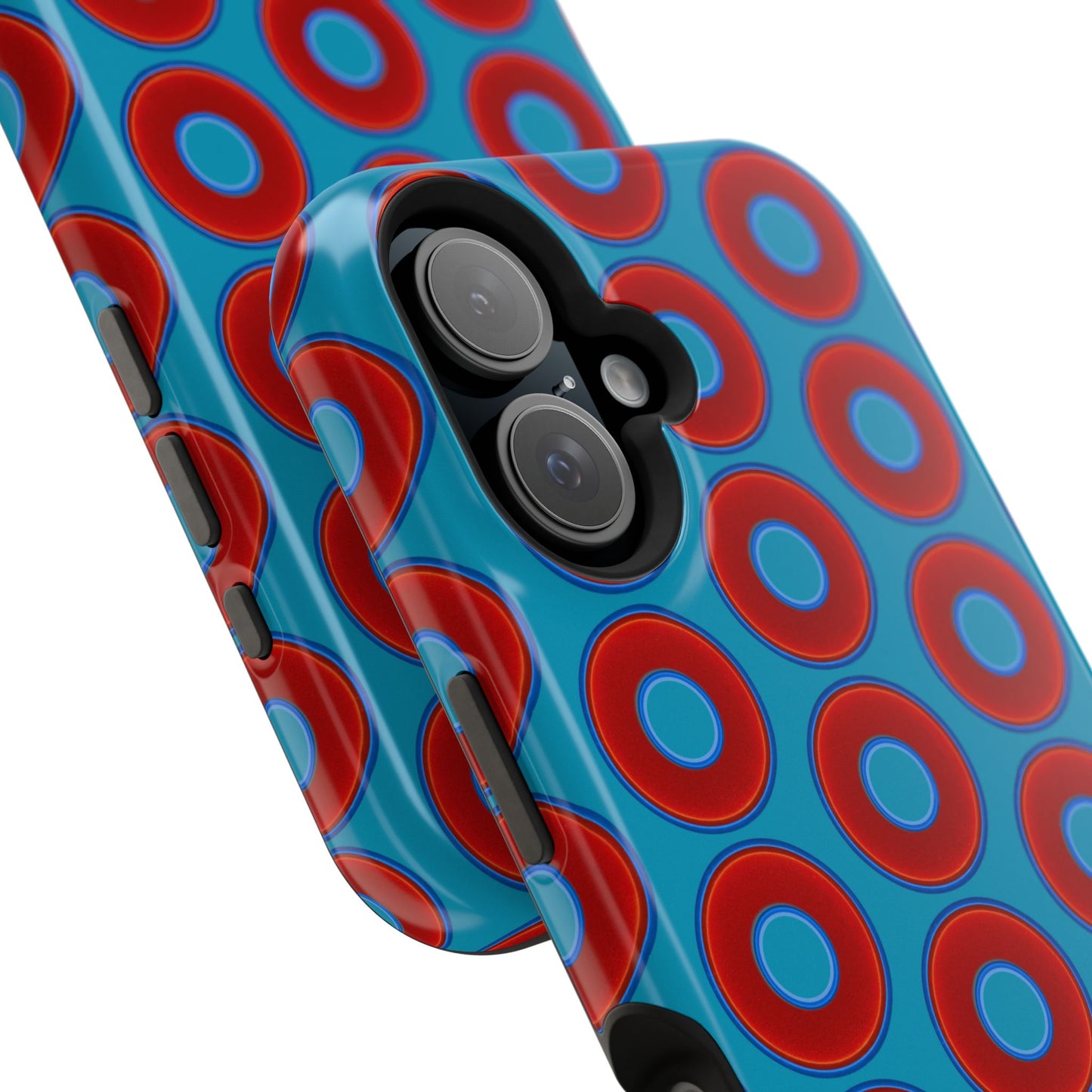 Magnetic Tough Donut Case - red vivid donut print w/aquamarine blue background